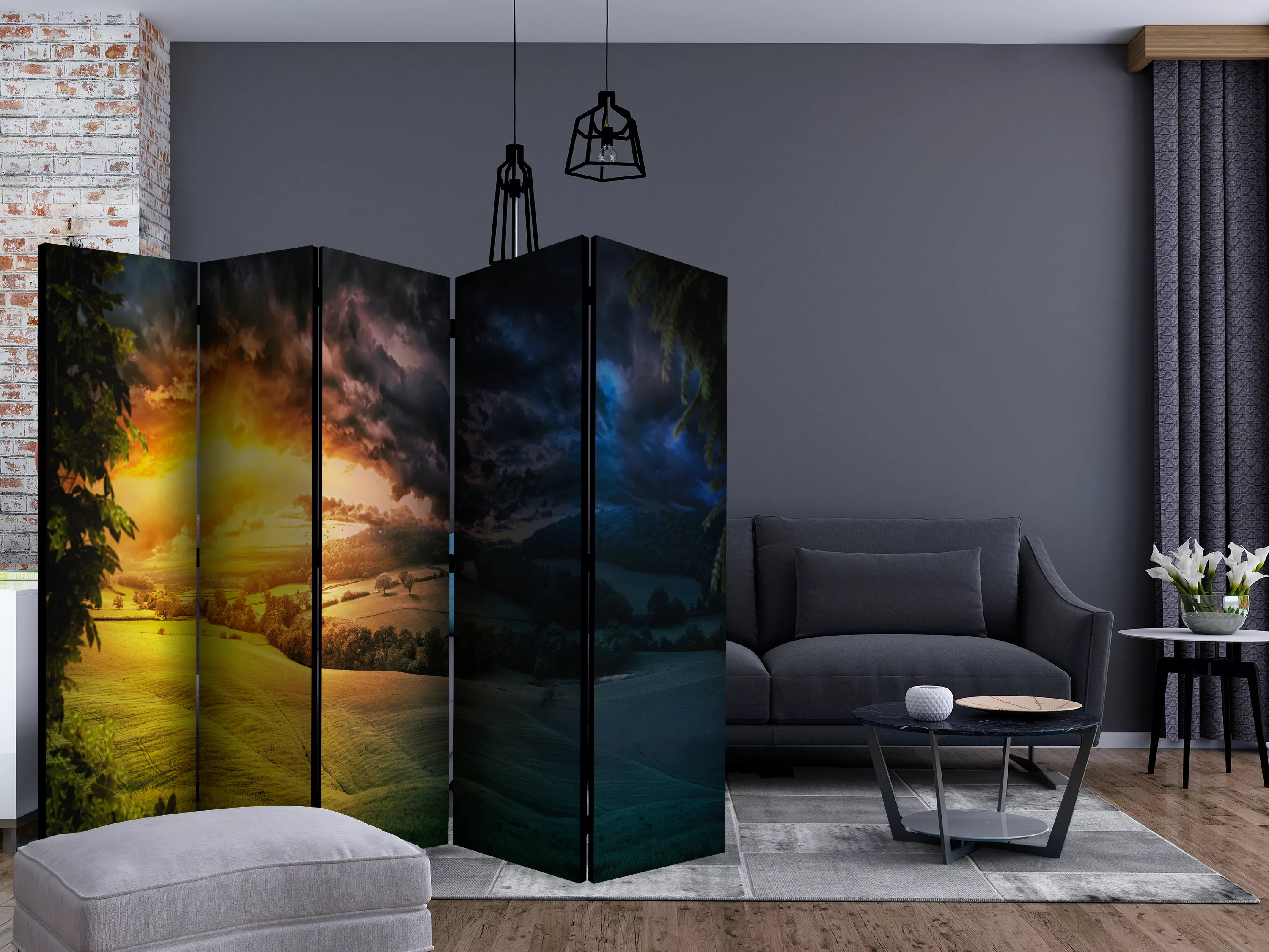 5-teiliges Paravent - Twilight Over The Valley Ii [room Dividers] günstig online kaufen