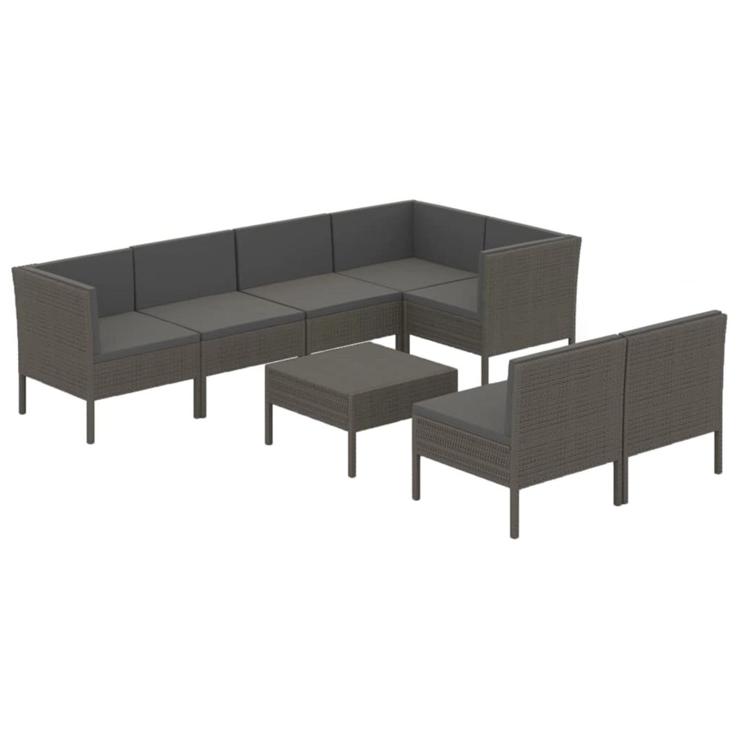 8-tlg. Garten-lounge-set Mit Auflagen Poly Rattan Grau günstig online kaufen