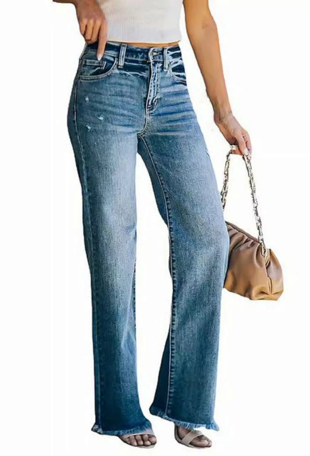 CHENIN Slouchy Jeans Verwaschene slim-fit-jeanshose mit mittelhohem bund Lo günstig online kaufen