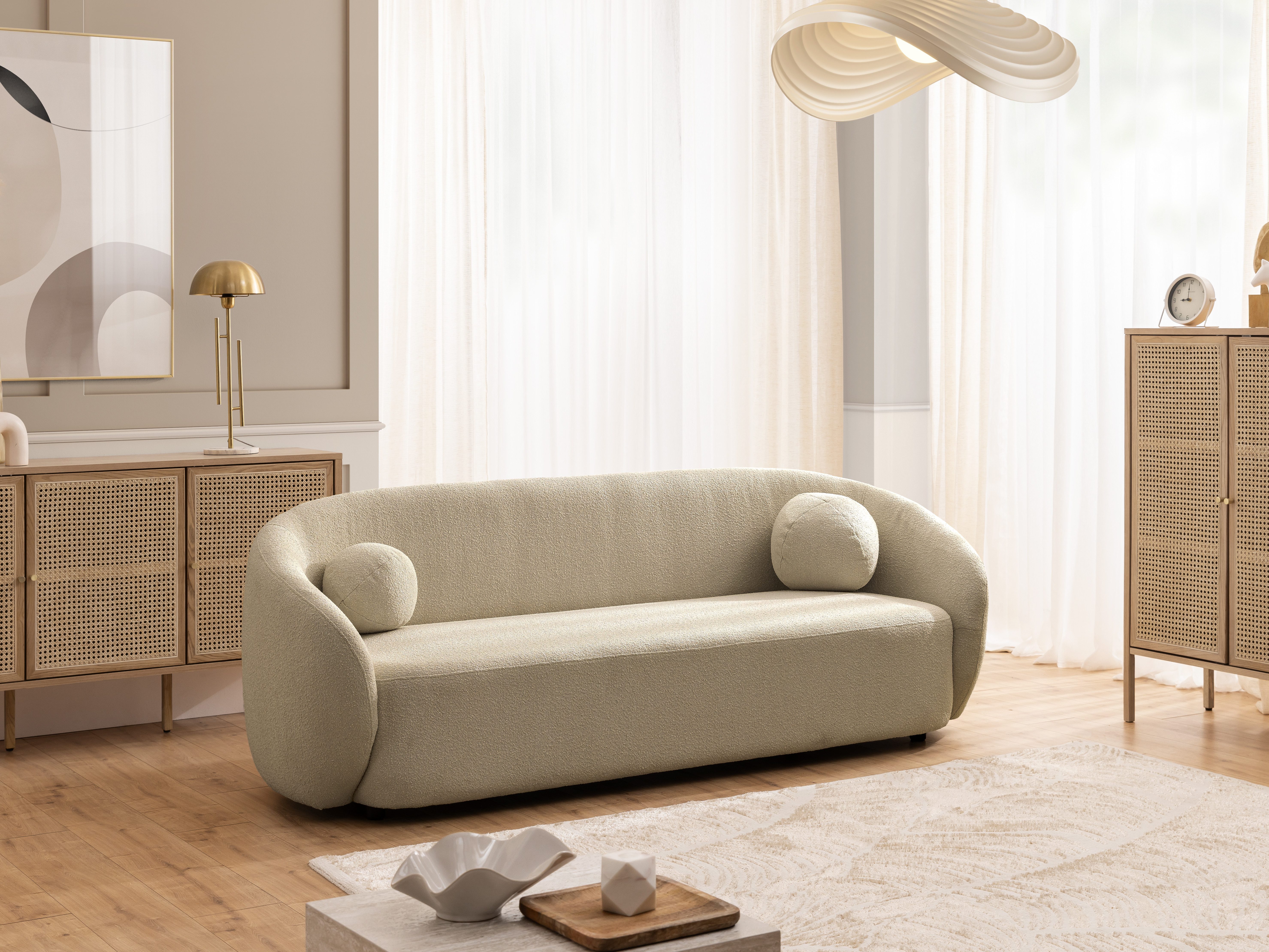 S-Style Möbel Polstergarnitur 3+2 Roundi, Bouclé, günstig online kaufen