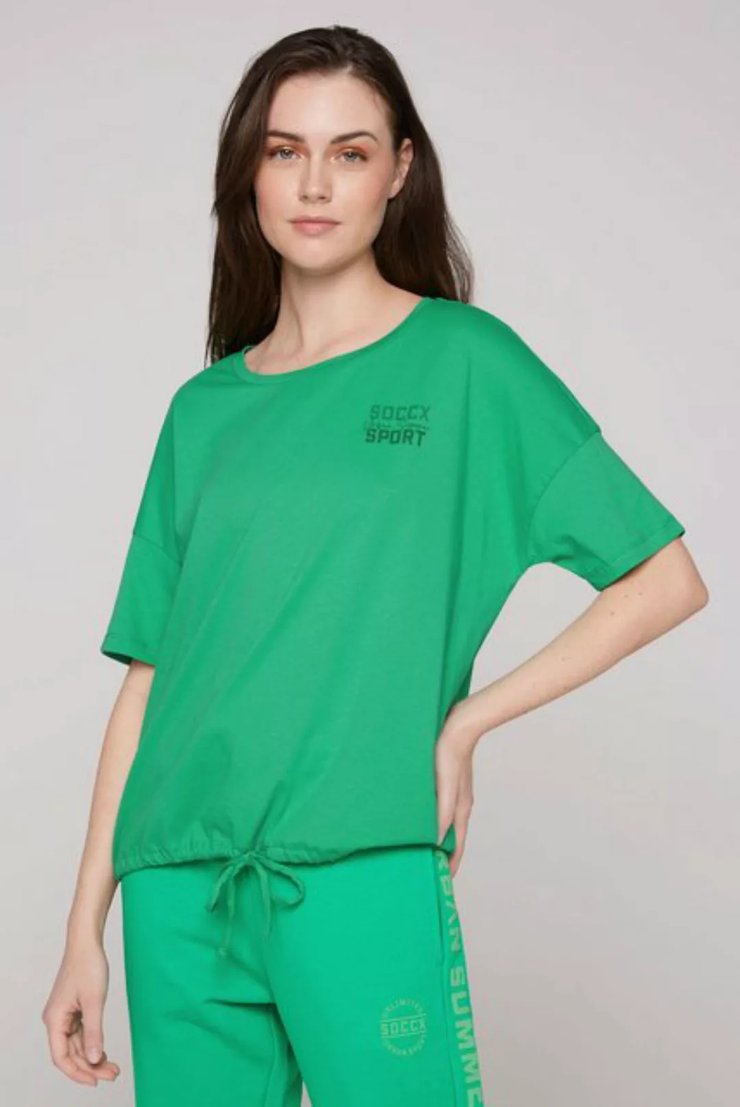 SOCCX Oversize-Shirt mit Bindeband am Saum günstig online kaufen