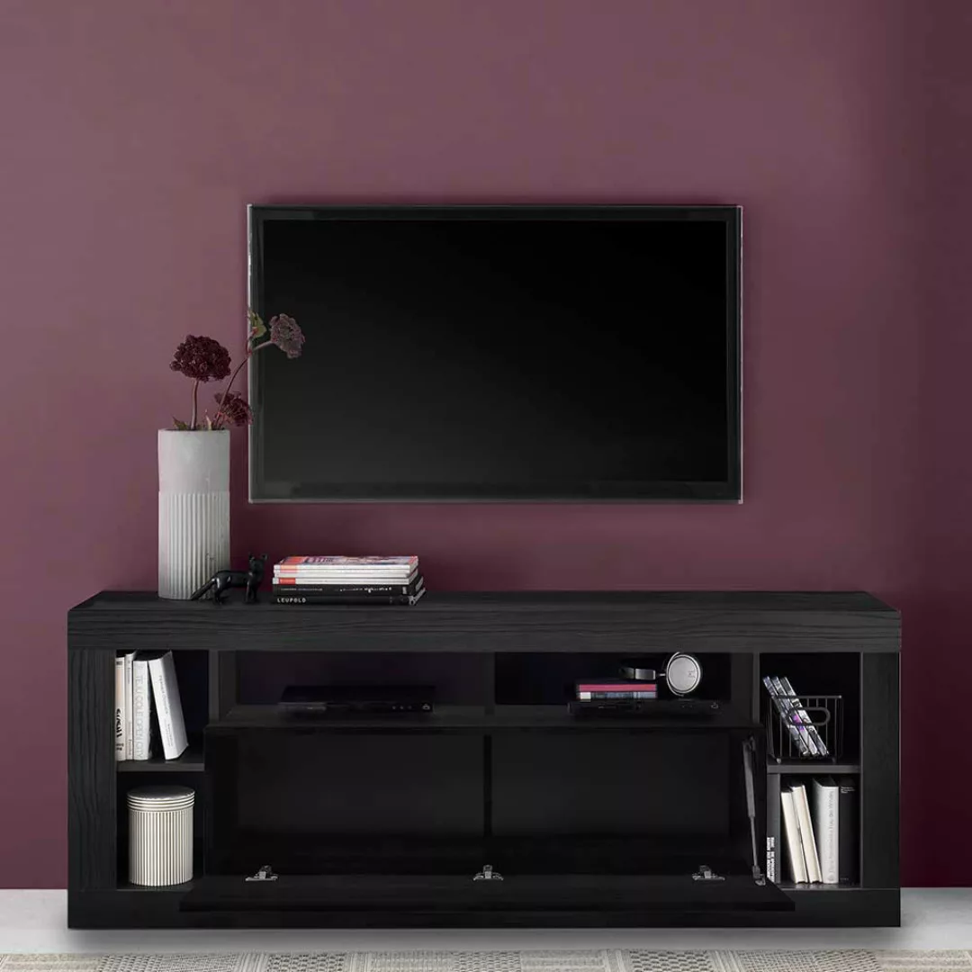 Fernseh Lowboard in Holzoptik Schwarz 172 cm breit 66 cm hoch günstig online kaufen