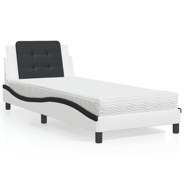 vidaXL Bett Bett mit Matratze Weiß und Schwarz 90x200 cm Kunstleder günstig online kaufen