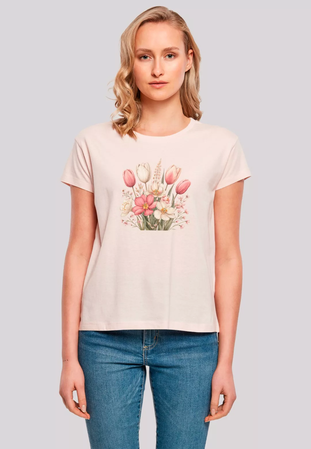 F4NT4STIC T-Shirt "Rosa weißer Frühlingsblumenstrauß", Premium Qualität günstig online kaufen