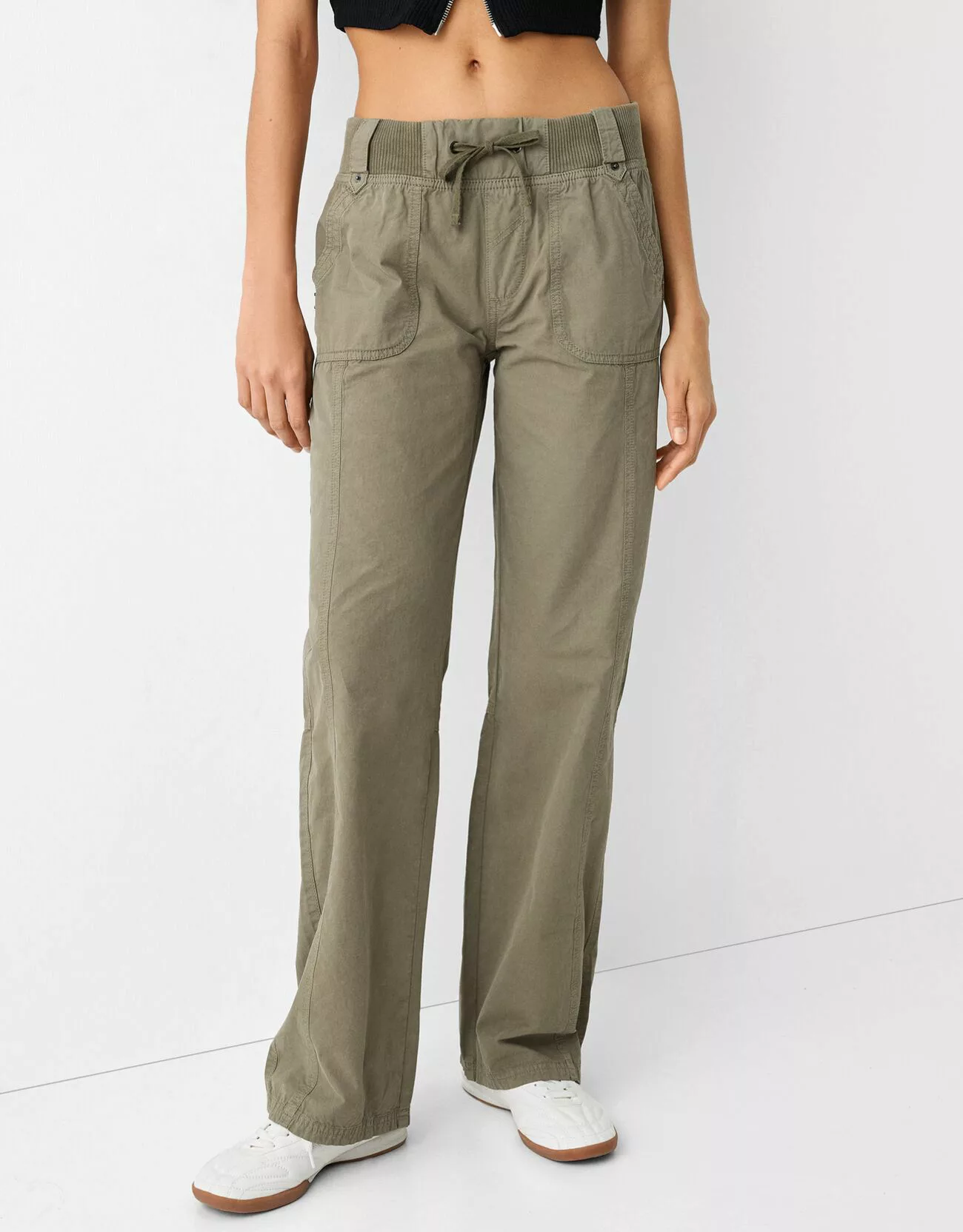 Bershka Straight-Fit-Hose Aus Baumwolle Mit Bund Im Rippenstrick Damen Xl K günstig online kaufen