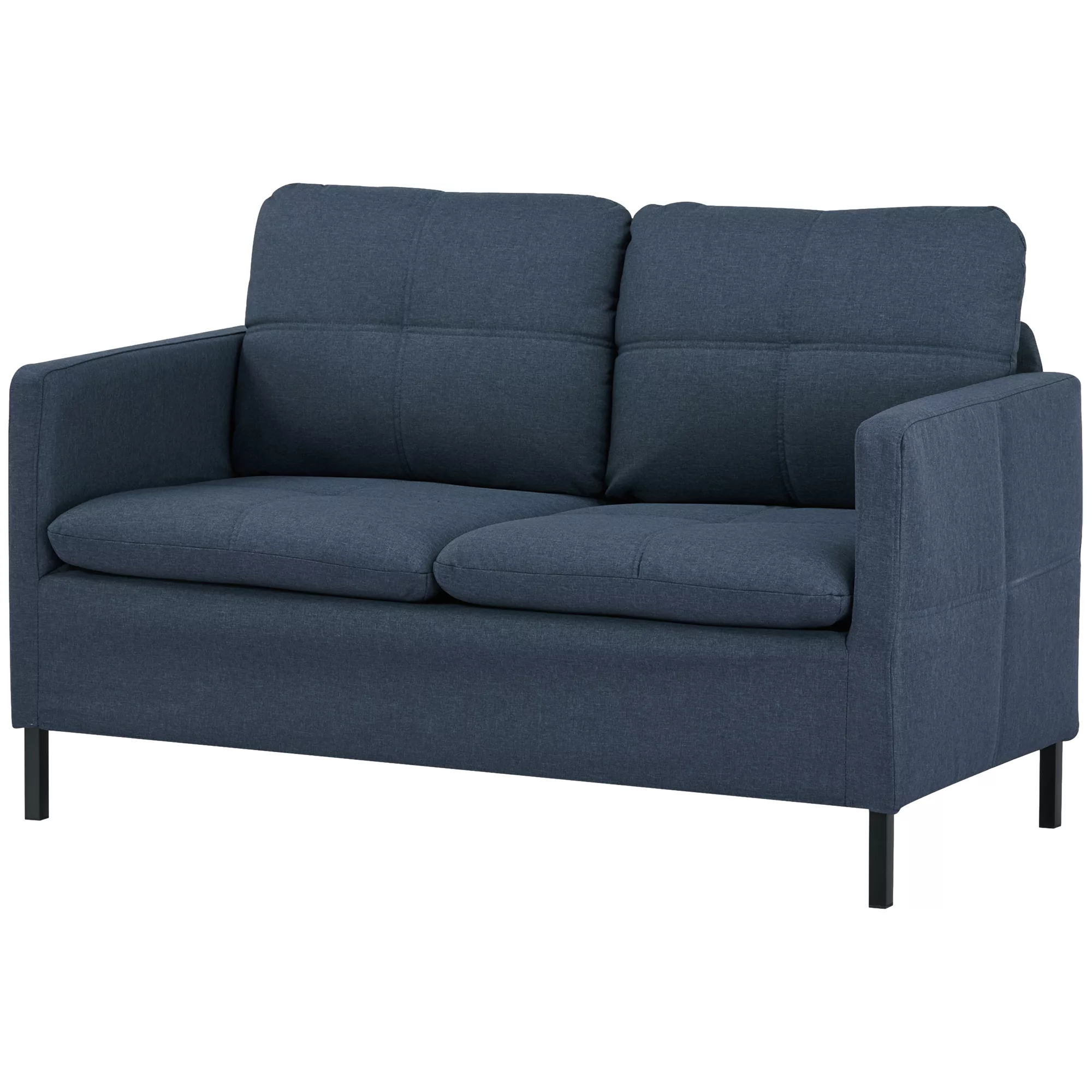 HOMCOM 2 Sitzer Sofa, Couch mit Leinenoptik, Stahlbeine, Gepolsterter Polst günstig online kaufen