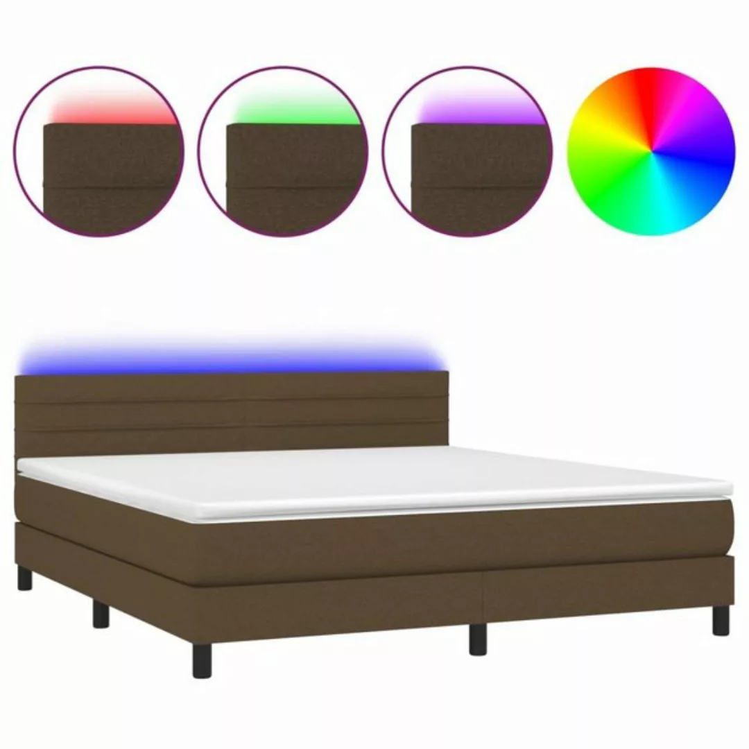 vidaXL Boxspringbett Boxspringbett mit Matratze LED Dunkelbraun 160x200 cm günstig online kaufen