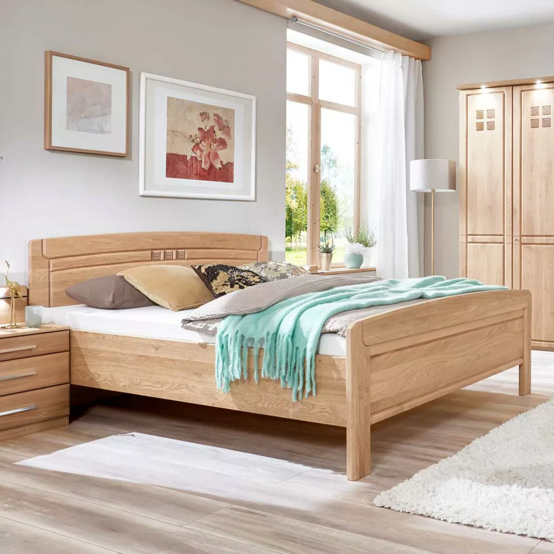 Doppelbett aus Eiche teilmassiv Made in Germany günstig online kaufen