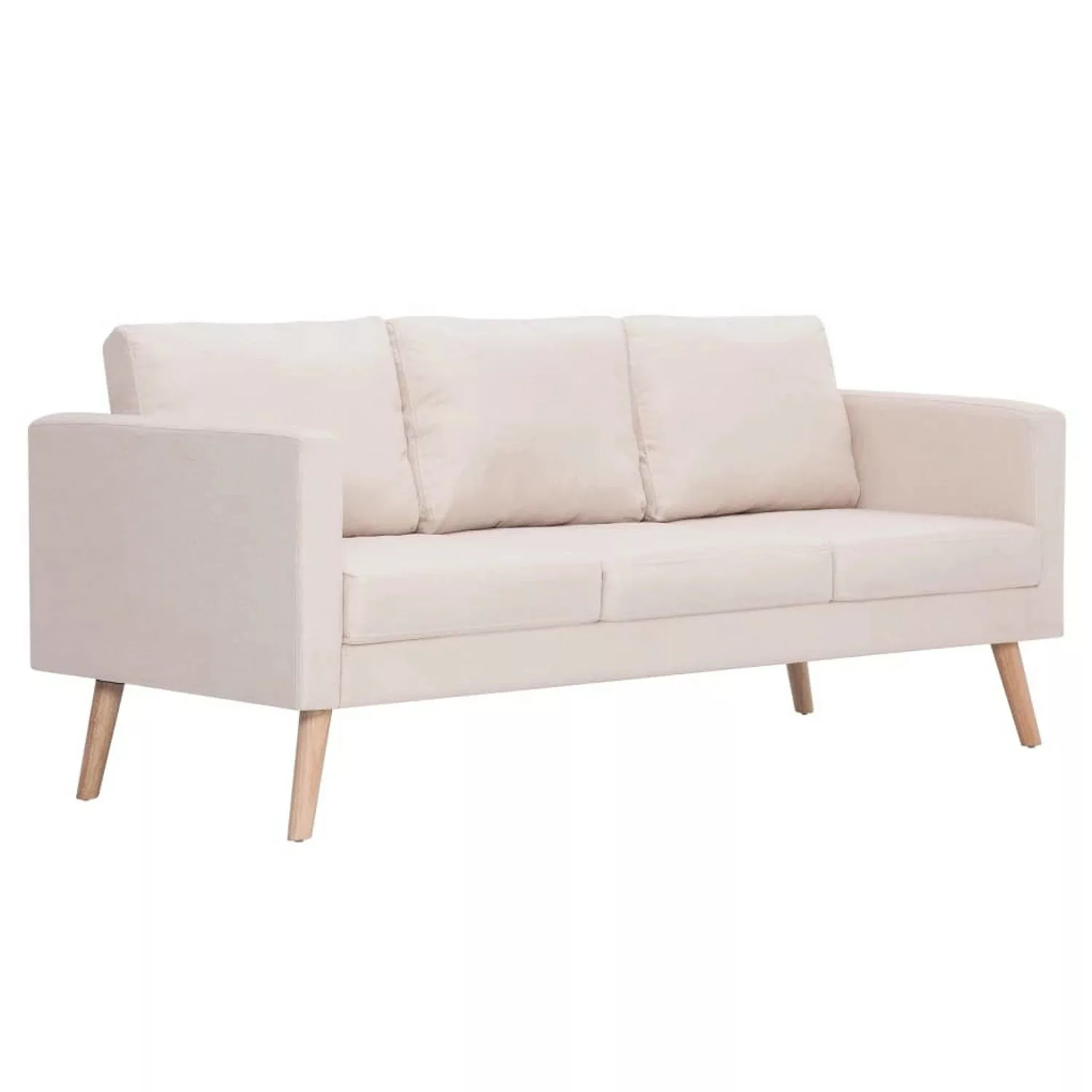 vidaXL Sofa 3-Sitzer-Sofa Stoff Cremeweiß Couch günstig online kaufen