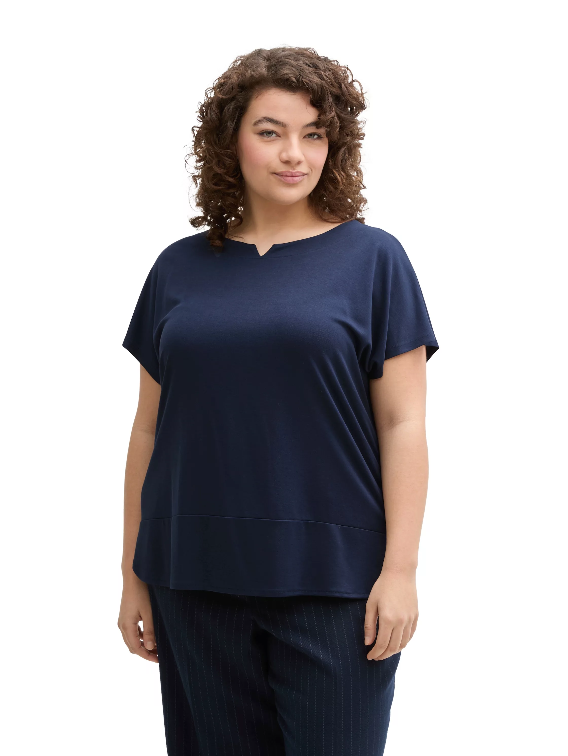 TOM TAILOR PLUS T-Shirt Plus Size - T-Shirt im Material-Mix günstig online kaufen