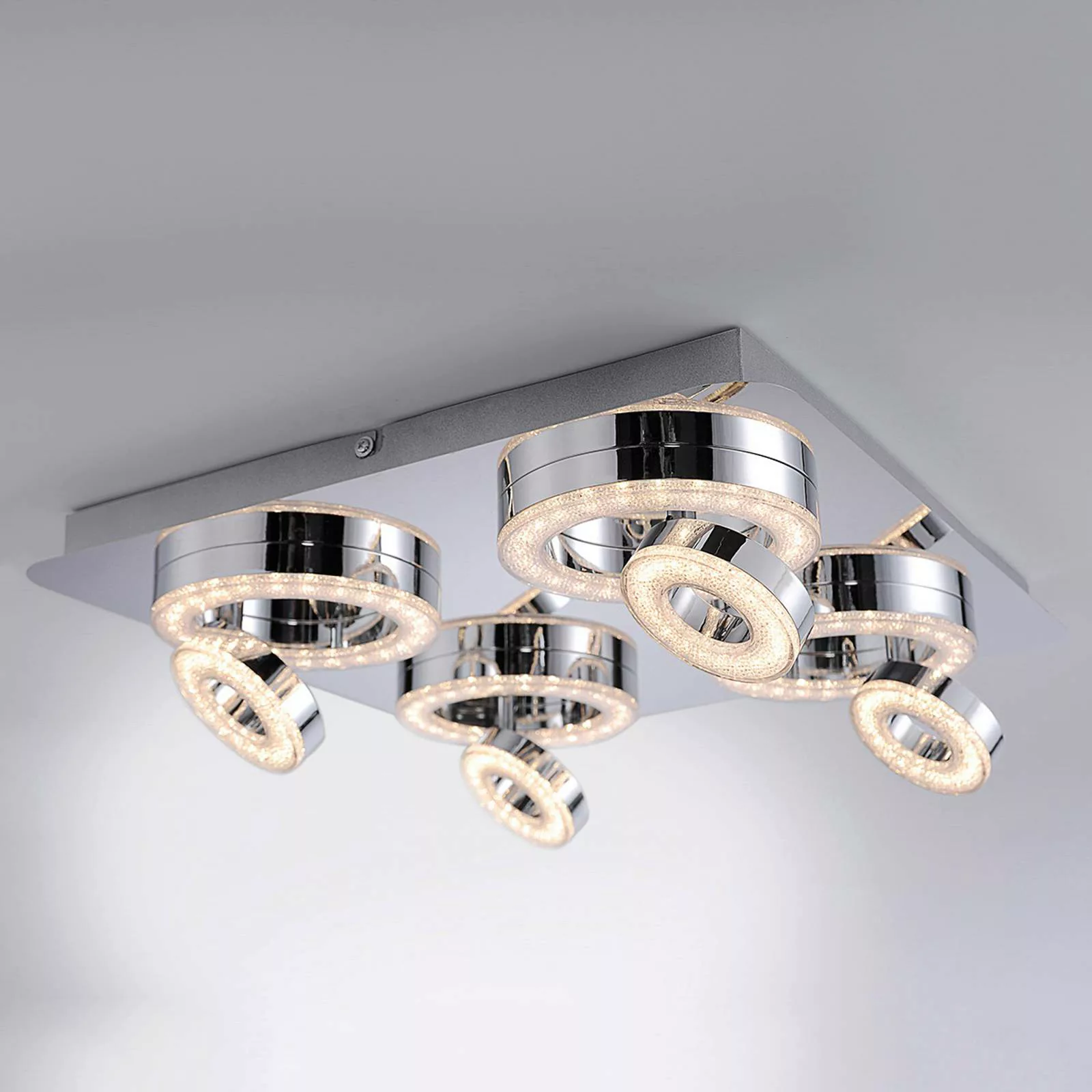 Quadratische LED-Deckenlampe Tim mit 8 Ringen günstig online kaufen