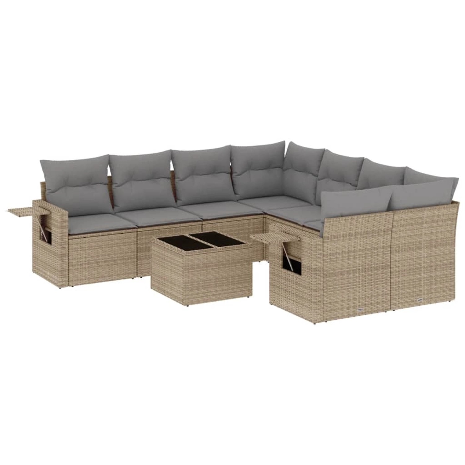 vidaXL 9-Tlg Garten-Sofagarnitur mit Kissen Beige Poly Rattan 3219958 günstig online kaufen