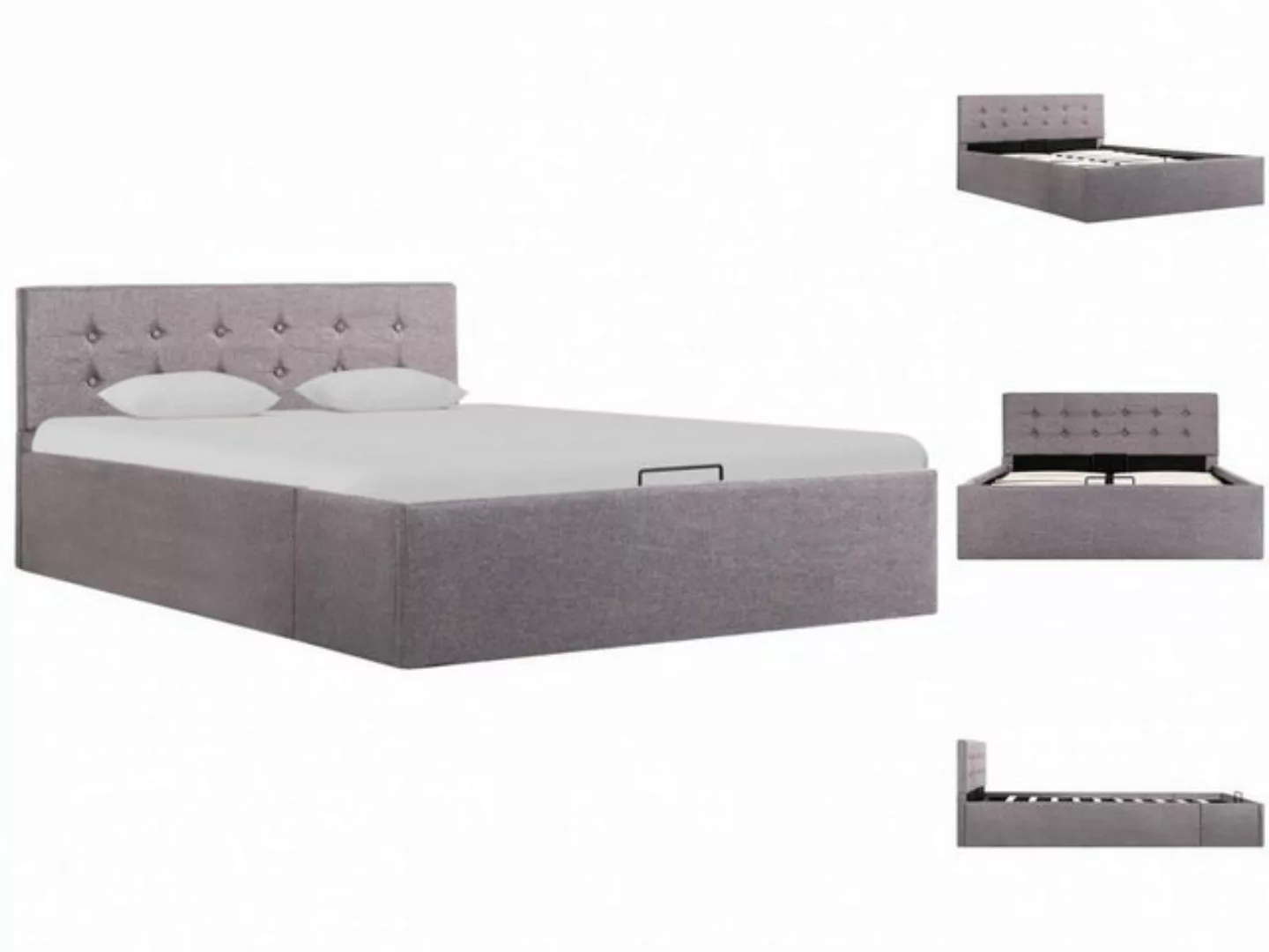 vidaXL Bettgestell Stauraumbett Hydraulisch Taupe Stoff 120200 cm Bett Bett günstig online kaufen