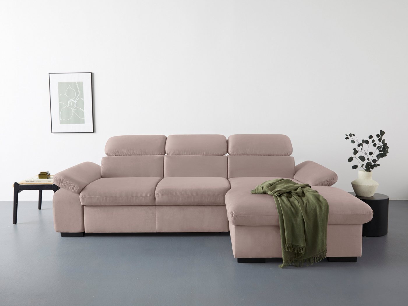 COTTA Ecksofa "Lola L-Form", (Set, mit Hocker), mit Hocker & Kopfteilfunkti günstig online kaufen