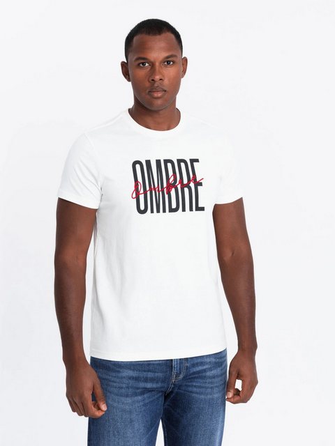 OMBRE Print-Shirt Herren-T-Shirt aus Baumwolle mit Doppellogo günstig online kaufen