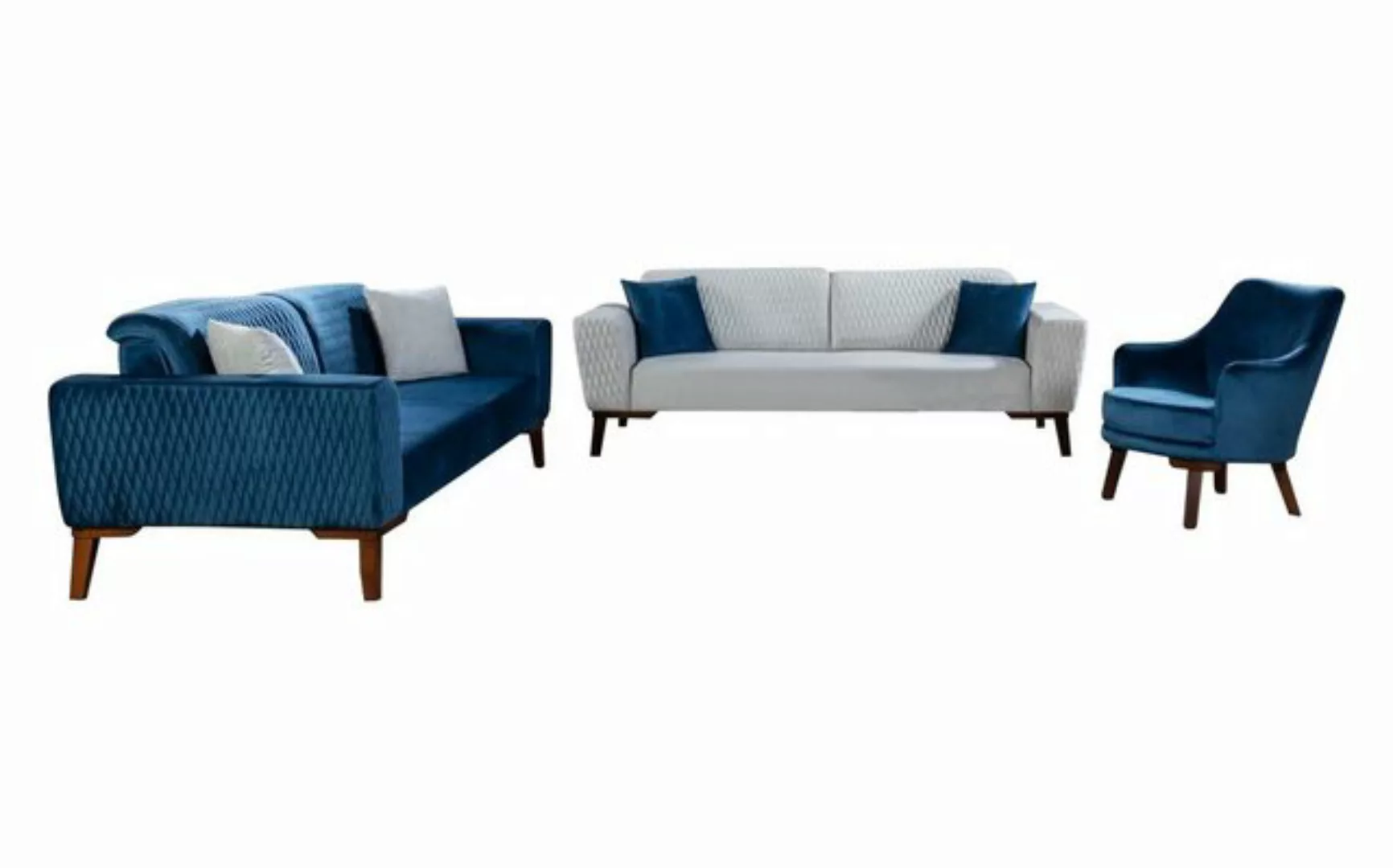 JVmoebel Sofa Sofagarnitur Komplette Garnitur Sofa Sessel Sofas Set 3tlg, M günstig online kaufen
