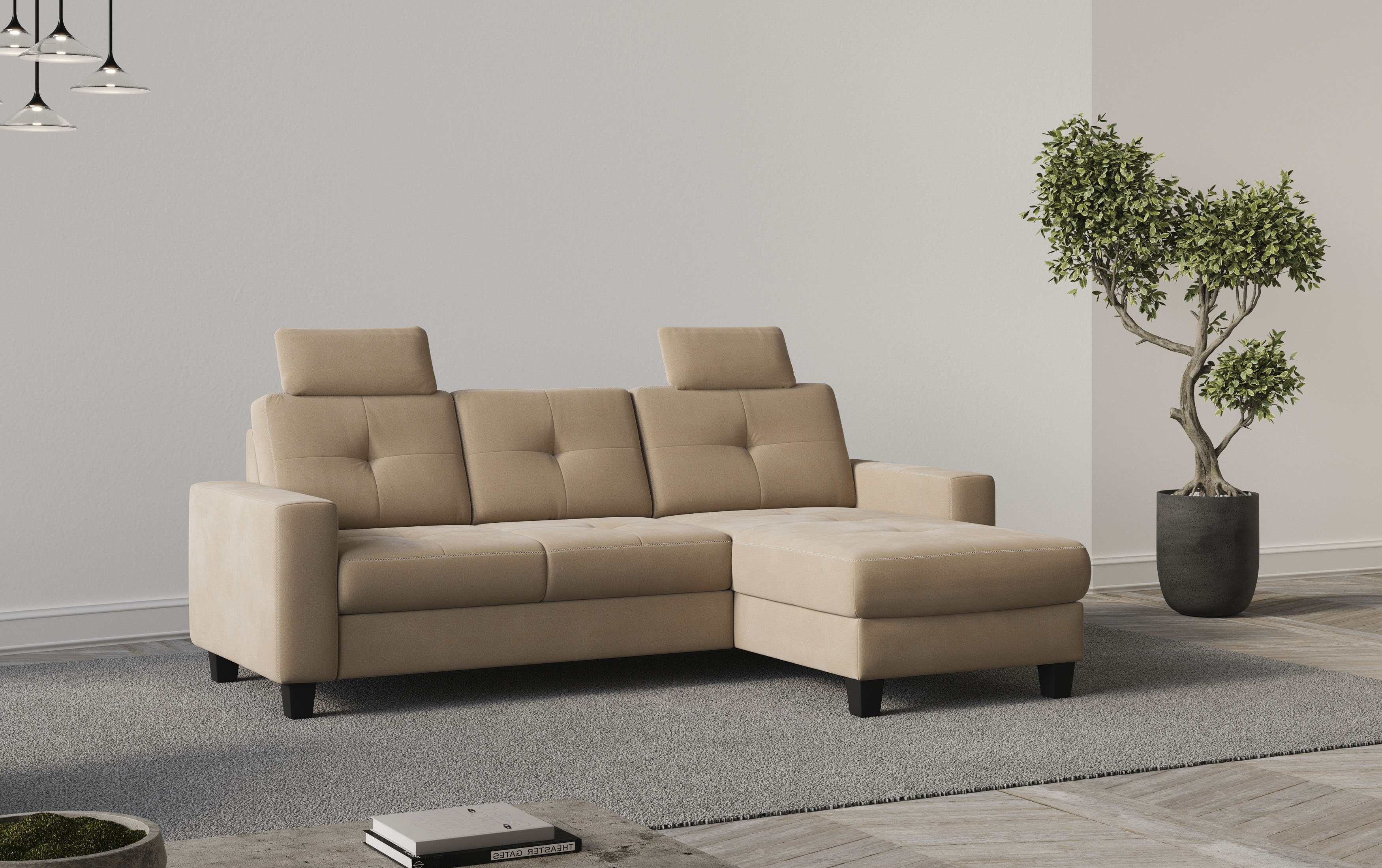 Places of Style Ecksofa "Varese L-Form", Kreuznaht in beige günstig online kaufen