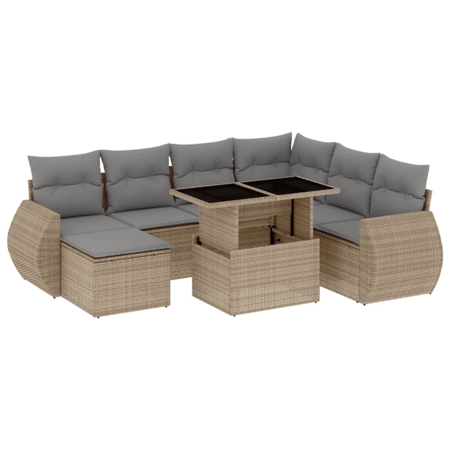 vidaXL 8-Tlg Garten-Sofagarnitur mit Kissen Beige Poly Rattan 3268699 günstig online kaufen