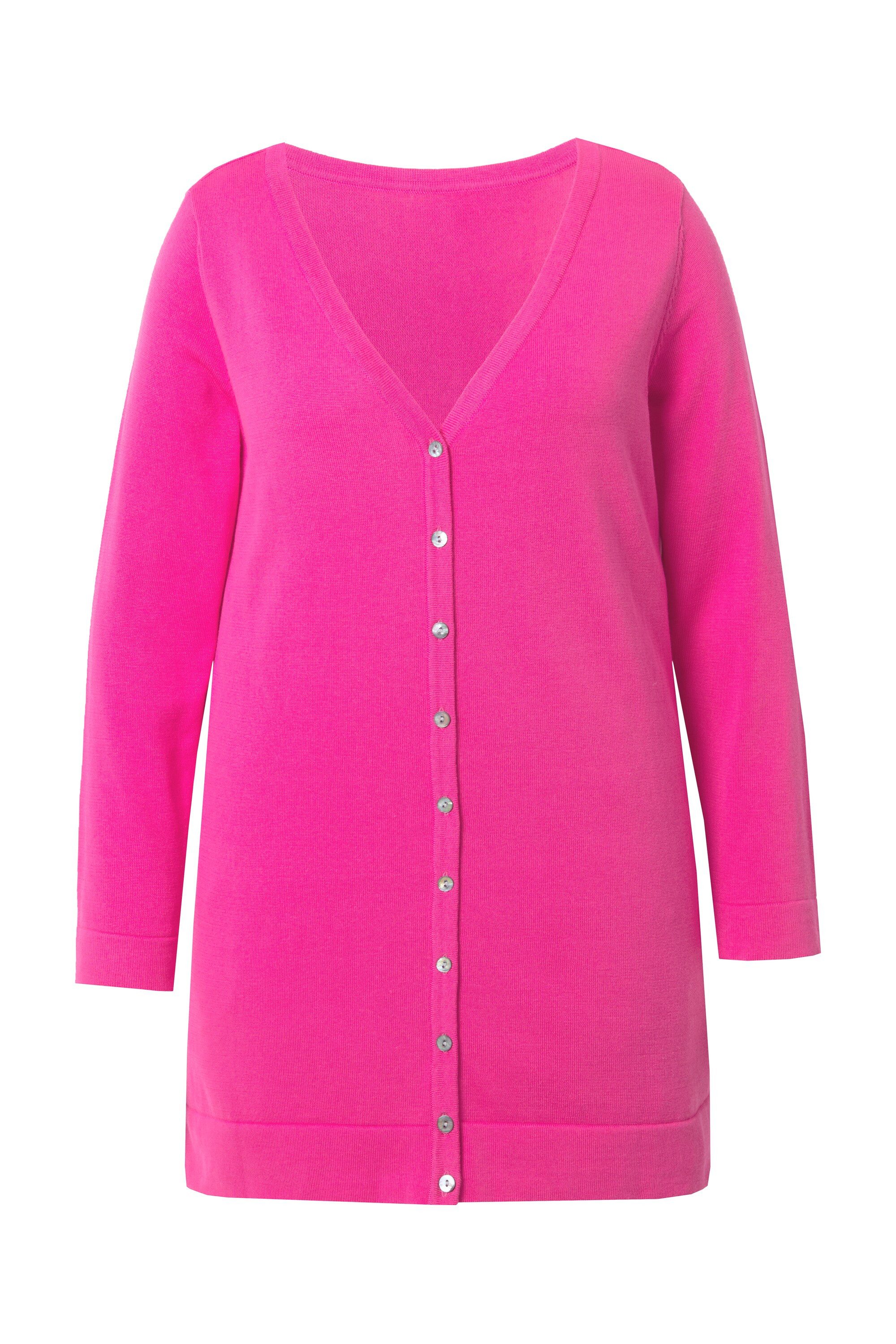 Ulla Popken Strickjacke Long-Strickjacke V-Ausschnitt Langarm günstig online kaufen