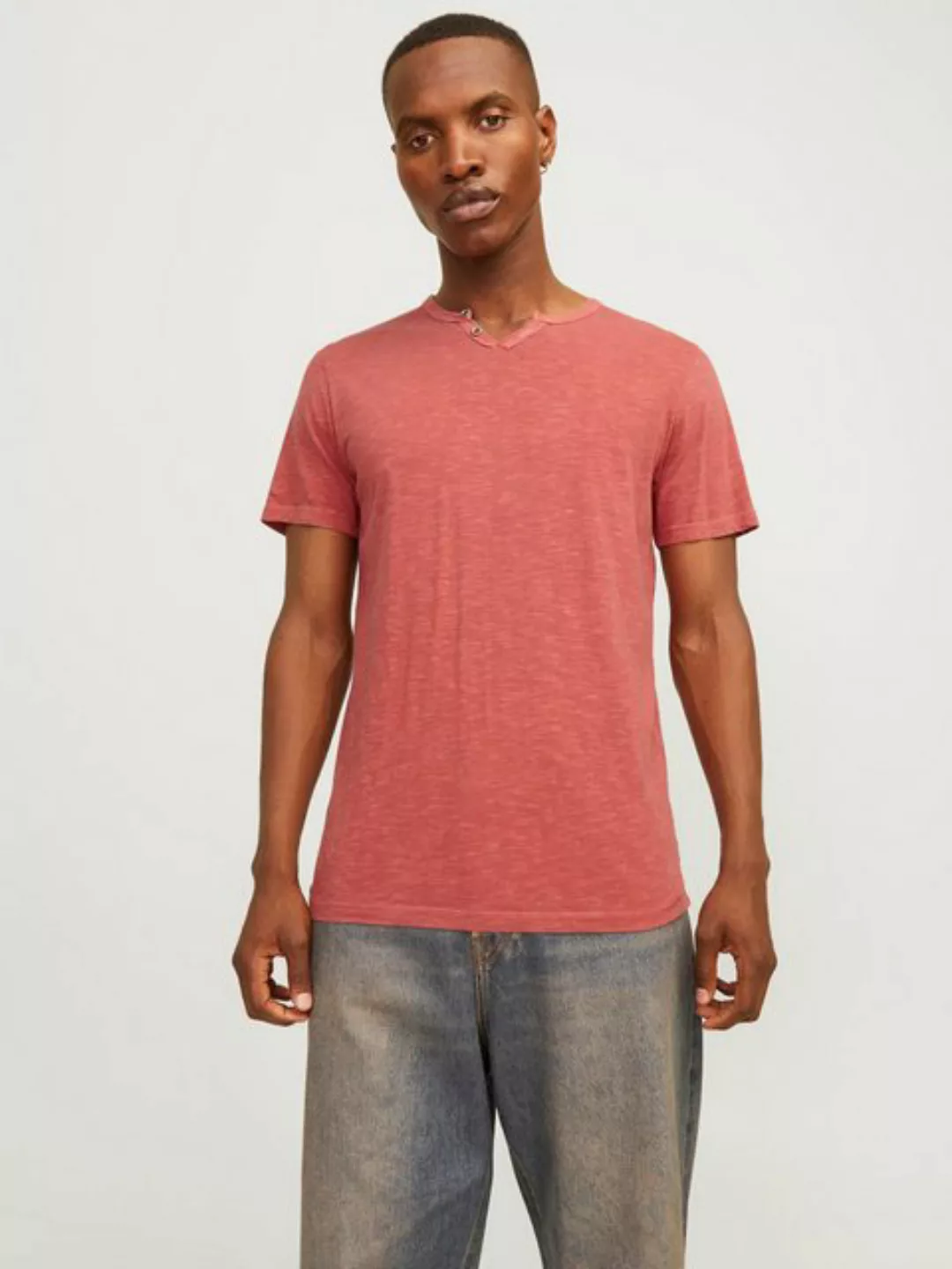 Jack & Jones T-Shirt JJESPLIT NECK TEE SS NOOS mit V-Ausschnitt günstig online kaufen