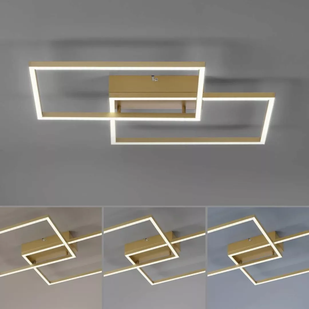 LED Deckenleuchte Iven in Gold 2x 15W 3300lm günstig online kaufen