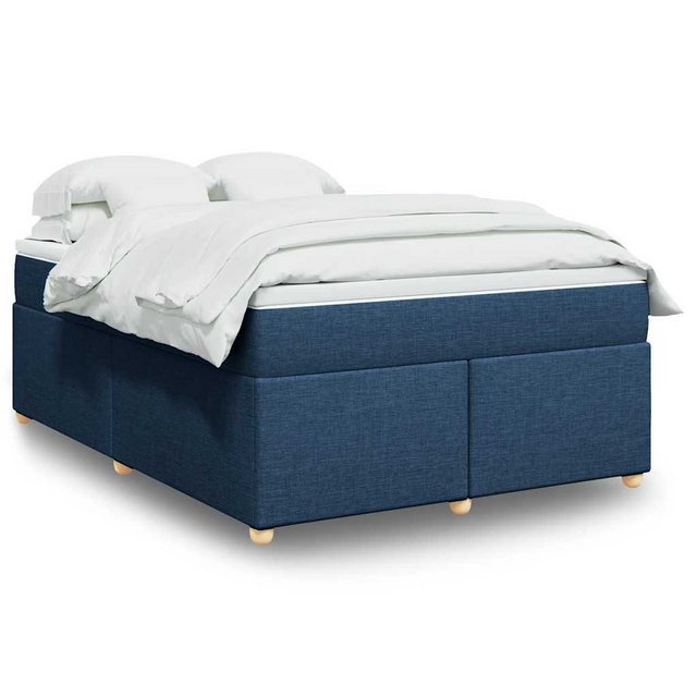 vidaXL Boxspringbett, Boxspringbett mit Matratze Blau 140x190 cm Stoff günstig online kaufen