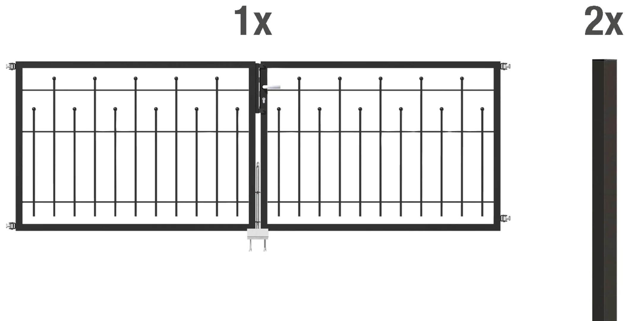 Metallzaun Doppeltor-Set Madrid Anthrazit z. Einbetonieren 100 cm x 300 cm günstig online kaufen