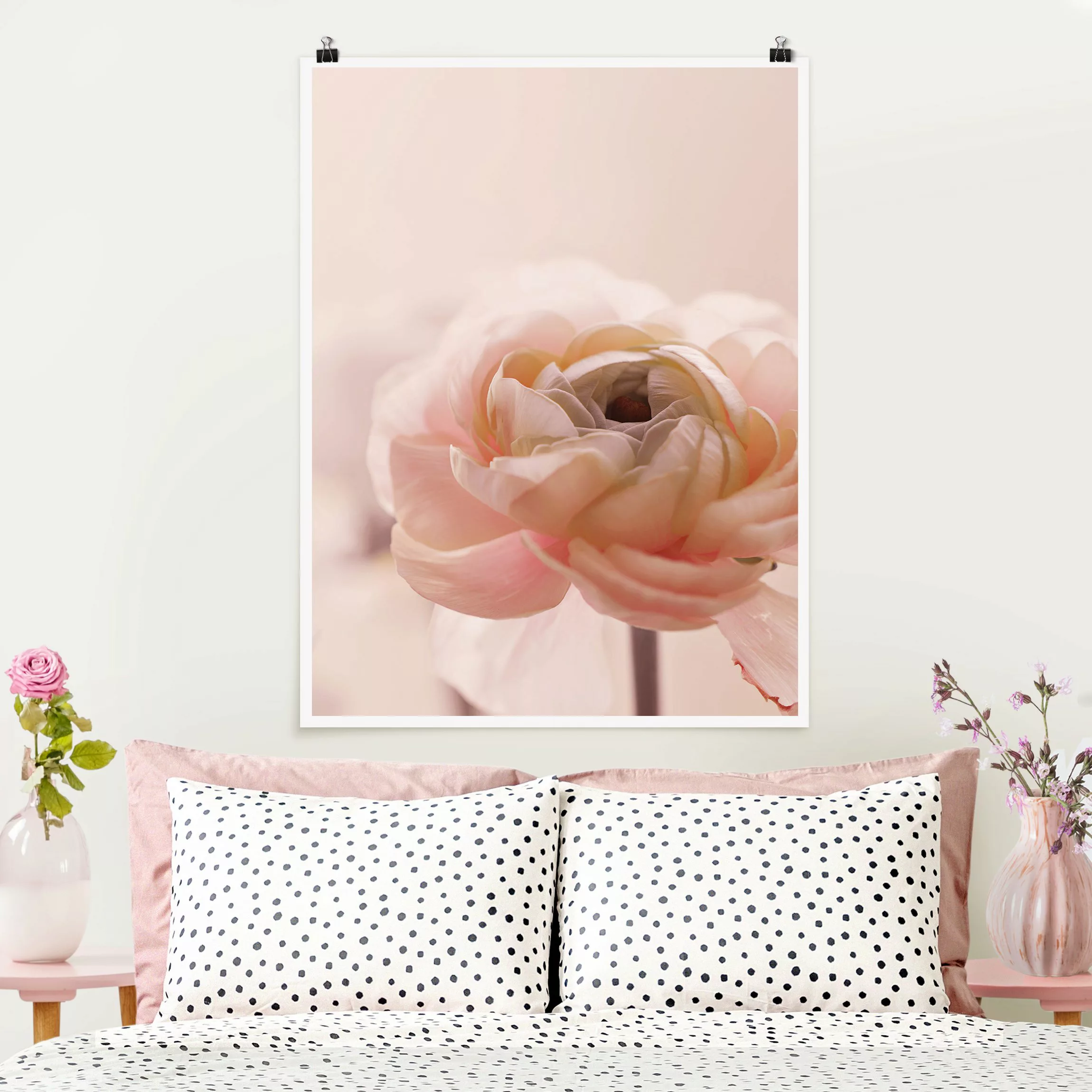 Poster Rosa Blüte im Fokus günstig online kaufen