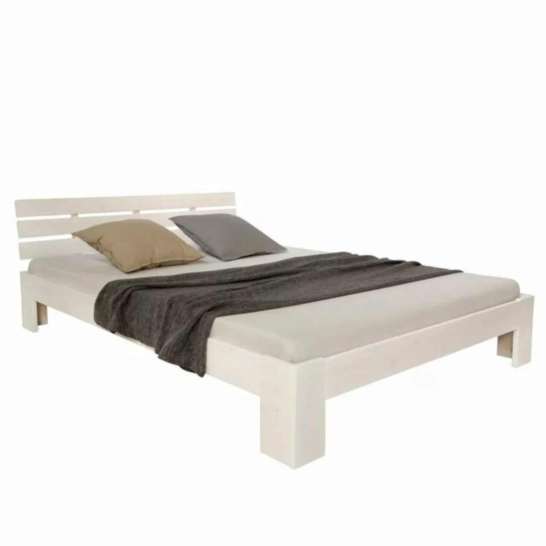 Homestyle4u Holzbett Doppelbett inkl. Matratze und Lattenrost 140x200 cm Be günstig online kaufen