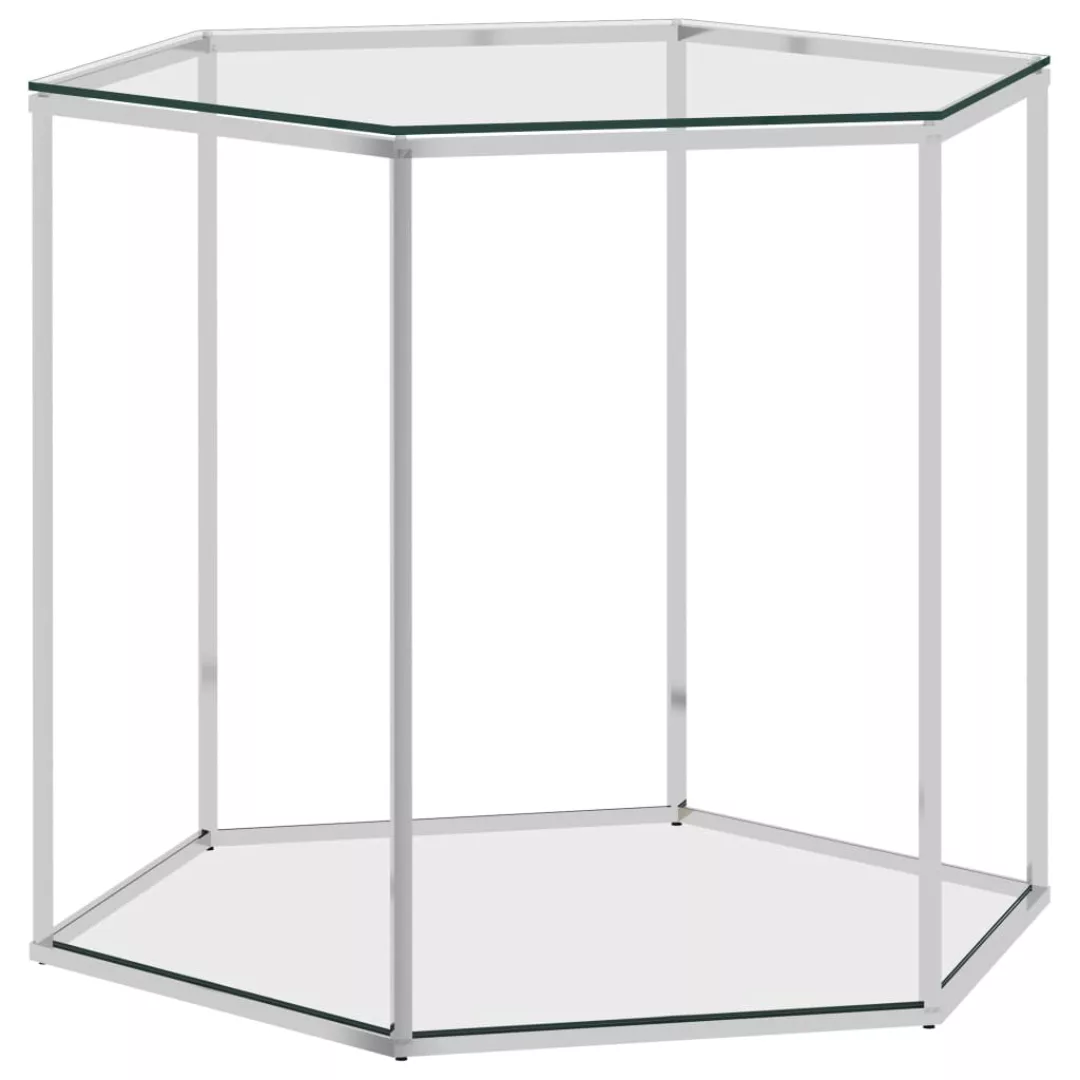 Couchtisch Silbern 60x53x50 Cm Edelstahl Und Glas günstig online kaufen