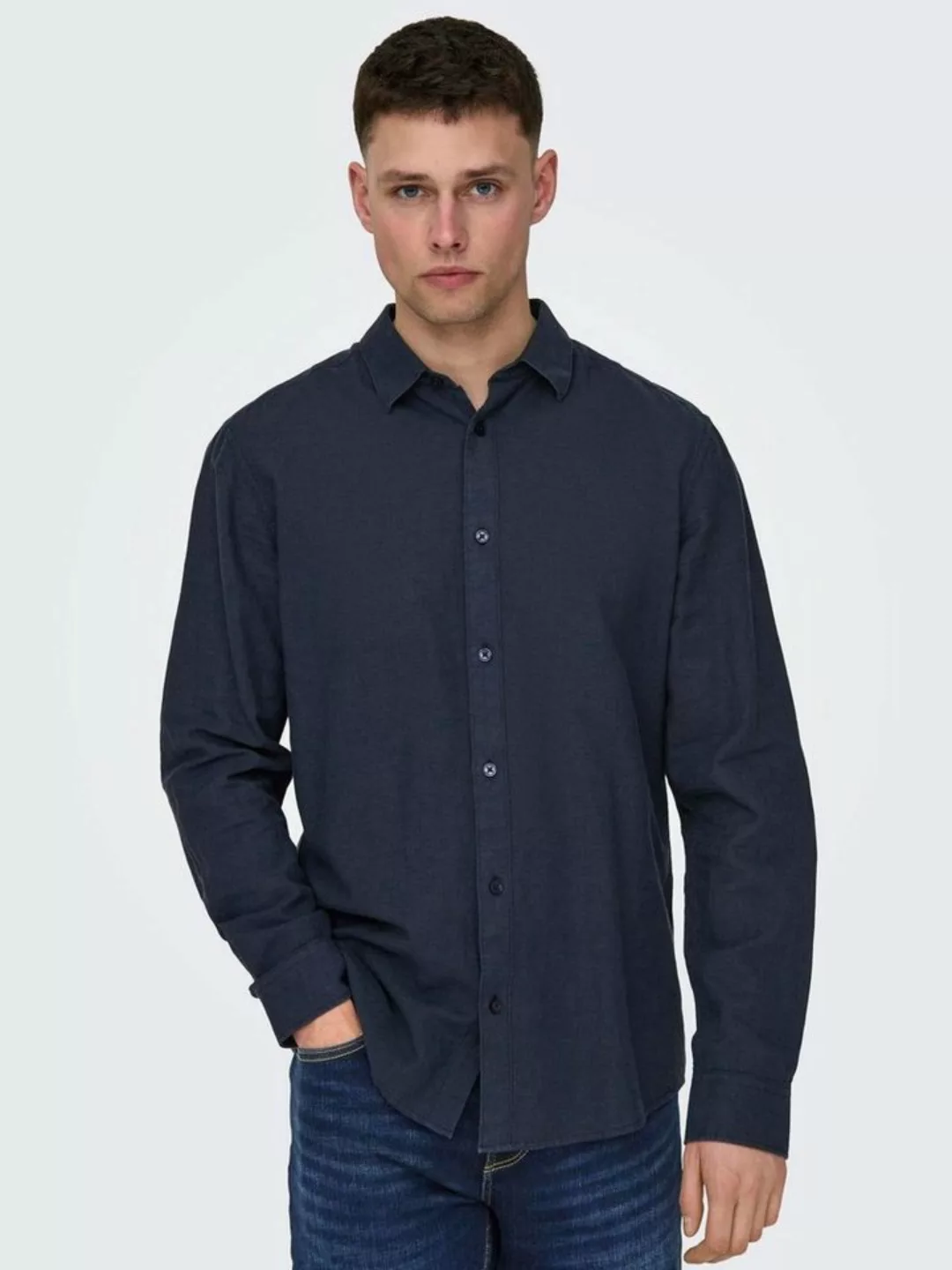 ONLY & SONS Langarmhemd ONSCAIDEN LS SOLID LINEN SHIRT NOOS günstig online kaufen