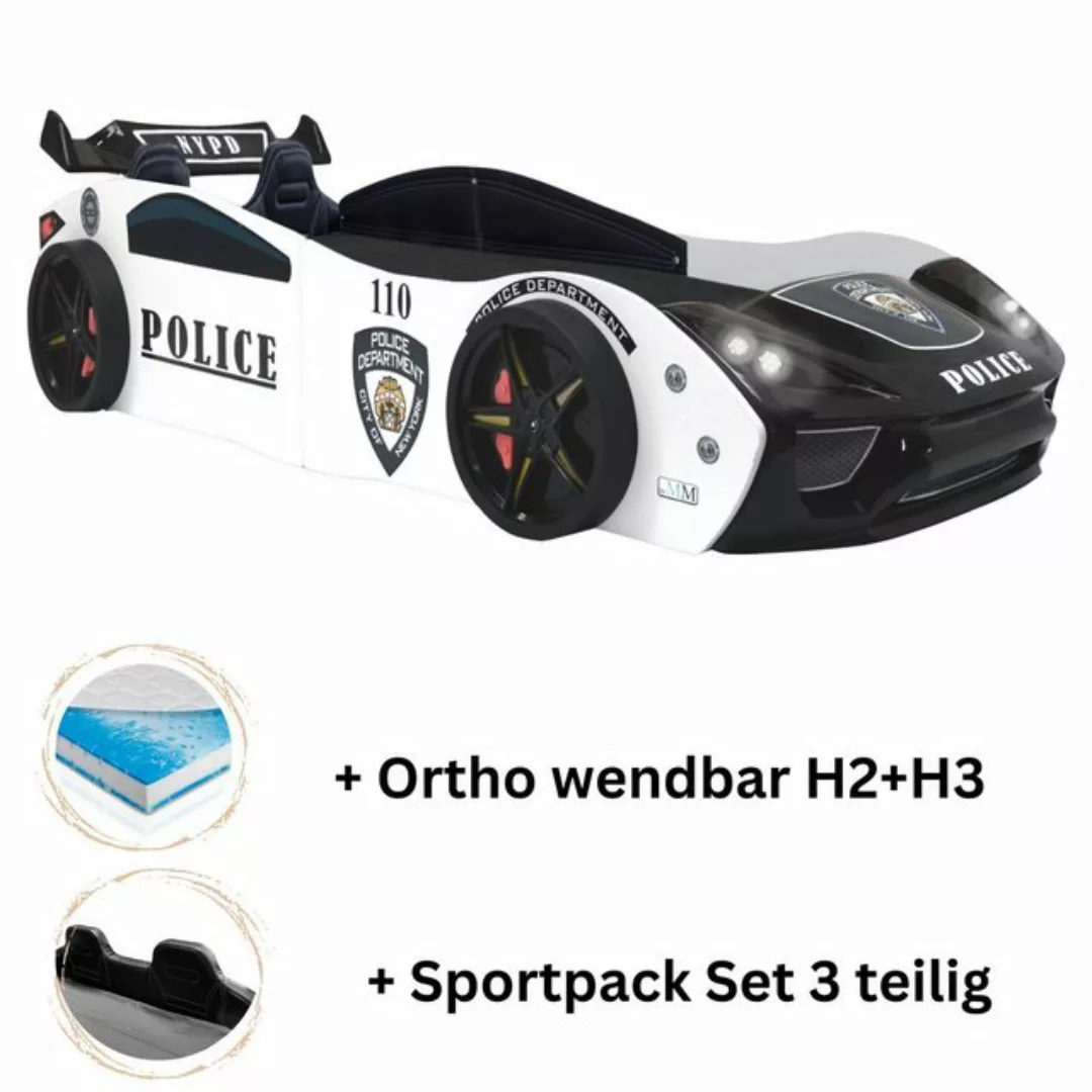 Aileenstore Autobett Police (inkl. Sportsitze, Lattenrost, Heckspoiler und günstig online kaufen