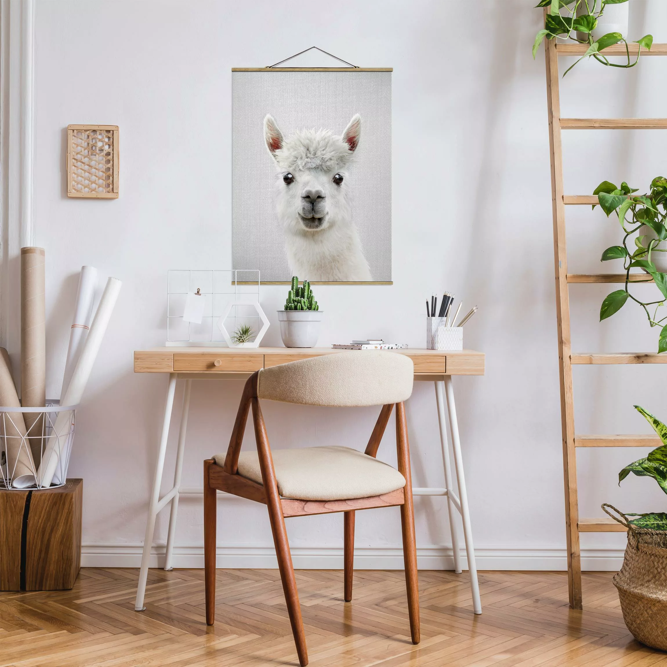 Stoffbild mit Posterleisten Lama Lars günstig online kaufen