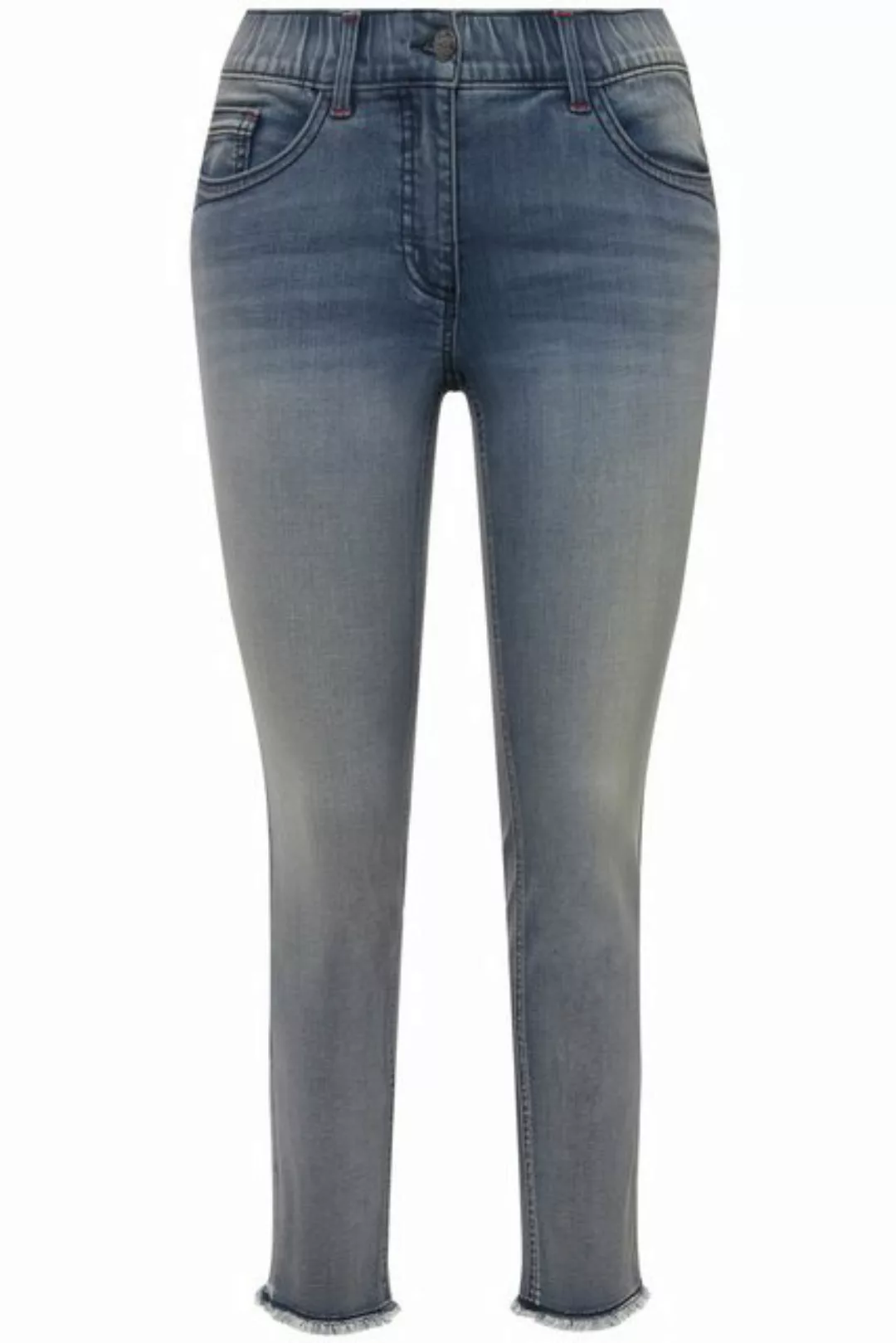 Ulla Popken 5-Pocket-Jeans Jeans Sarah Fransensaum schmales Bein Elastikbun günstig online kaufen