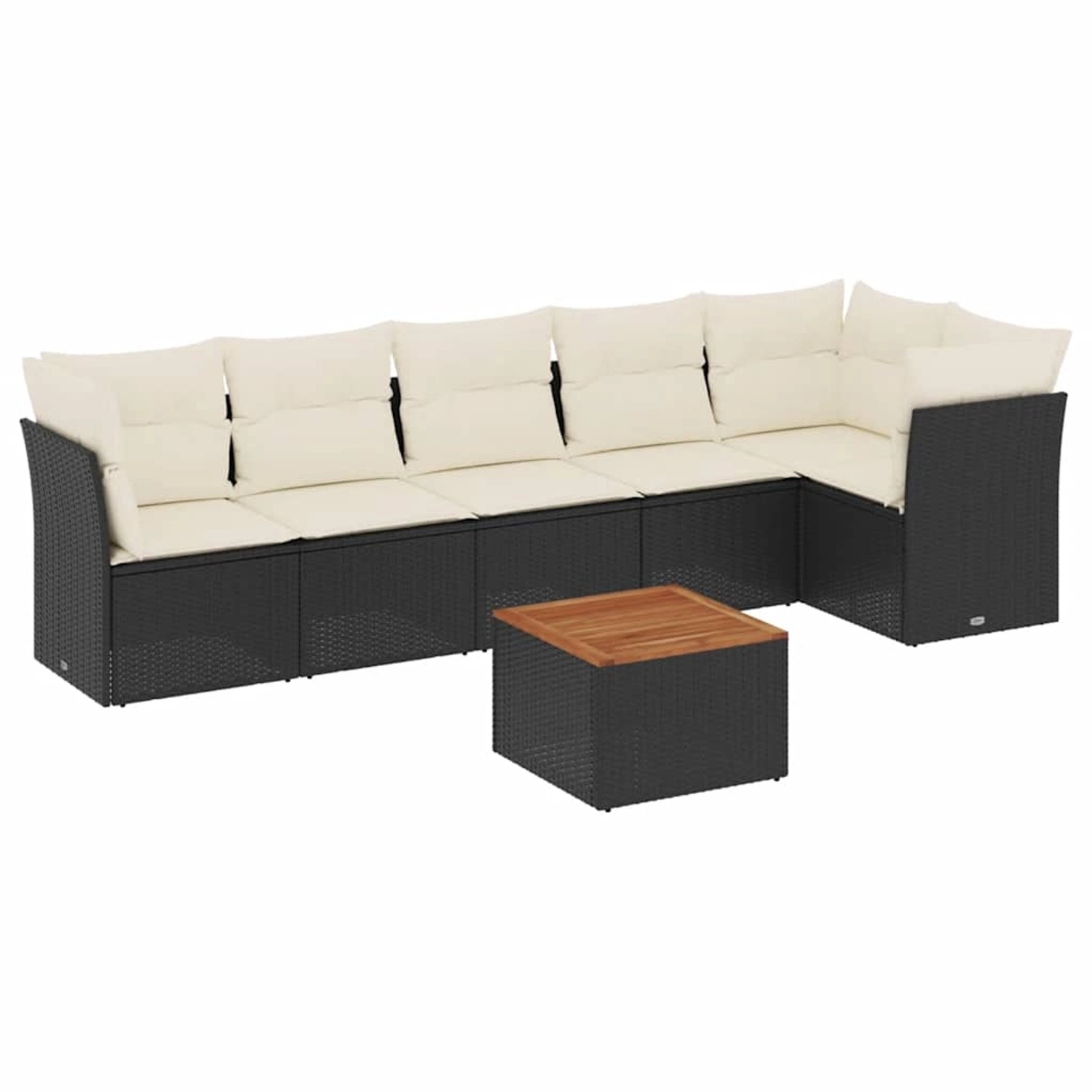 vidaXL 7-Tlg Garten-Sofagarnitur mit Kissen Schwarz Poly Rattan 3255979 günstig online kaufen