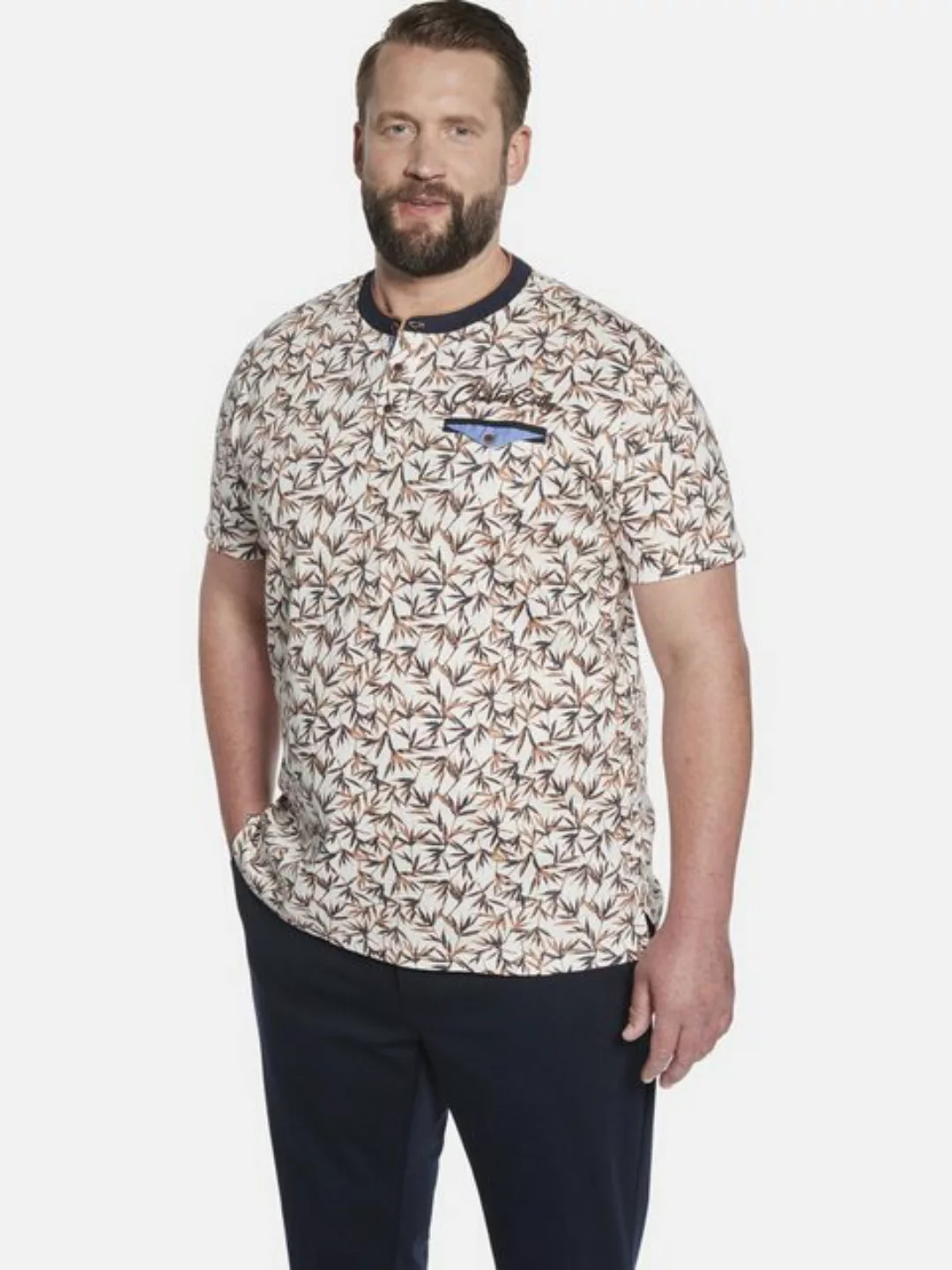 Charles Colby T-Shirt EARL LYNDON mit Blattmuster günstig online kaufen