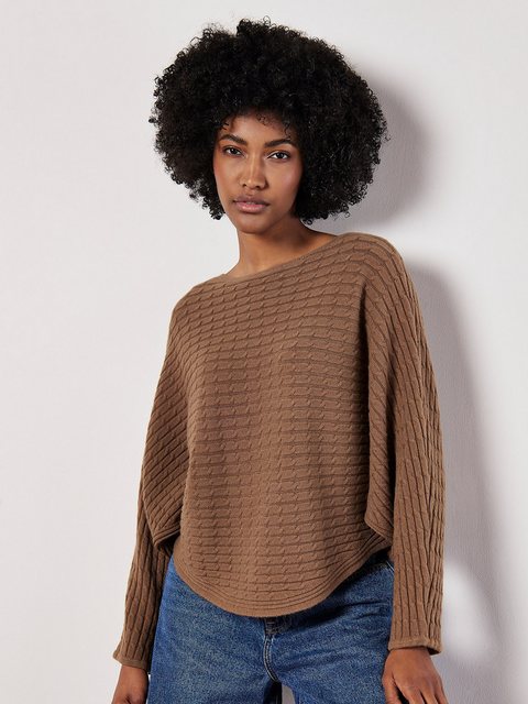 Apricot Strickpullover Fledermaus-Pullover, (1-tlg) mit Zopfmuster-Streifen günstig online kaufen