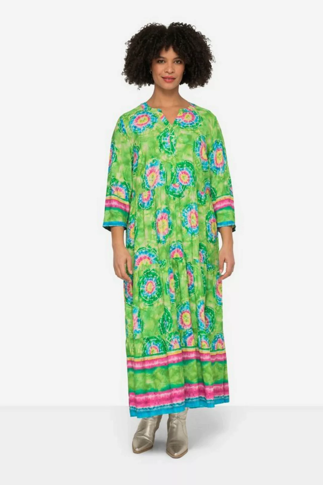 Angel of Style Sommerkleid Maxikleid Straight Fit Batikdruck Langarm günstig online kaufen