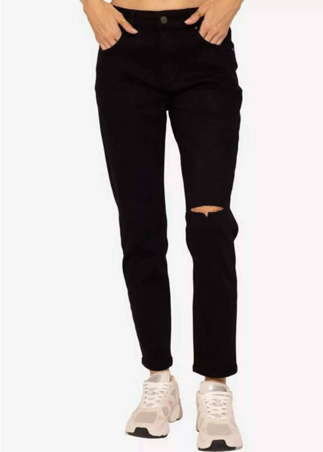 SASSYCLASSY Skinny-fit-Jeans Mid-Rise Straight Destroyed Jeans Damen Jeans günstig online kaufen