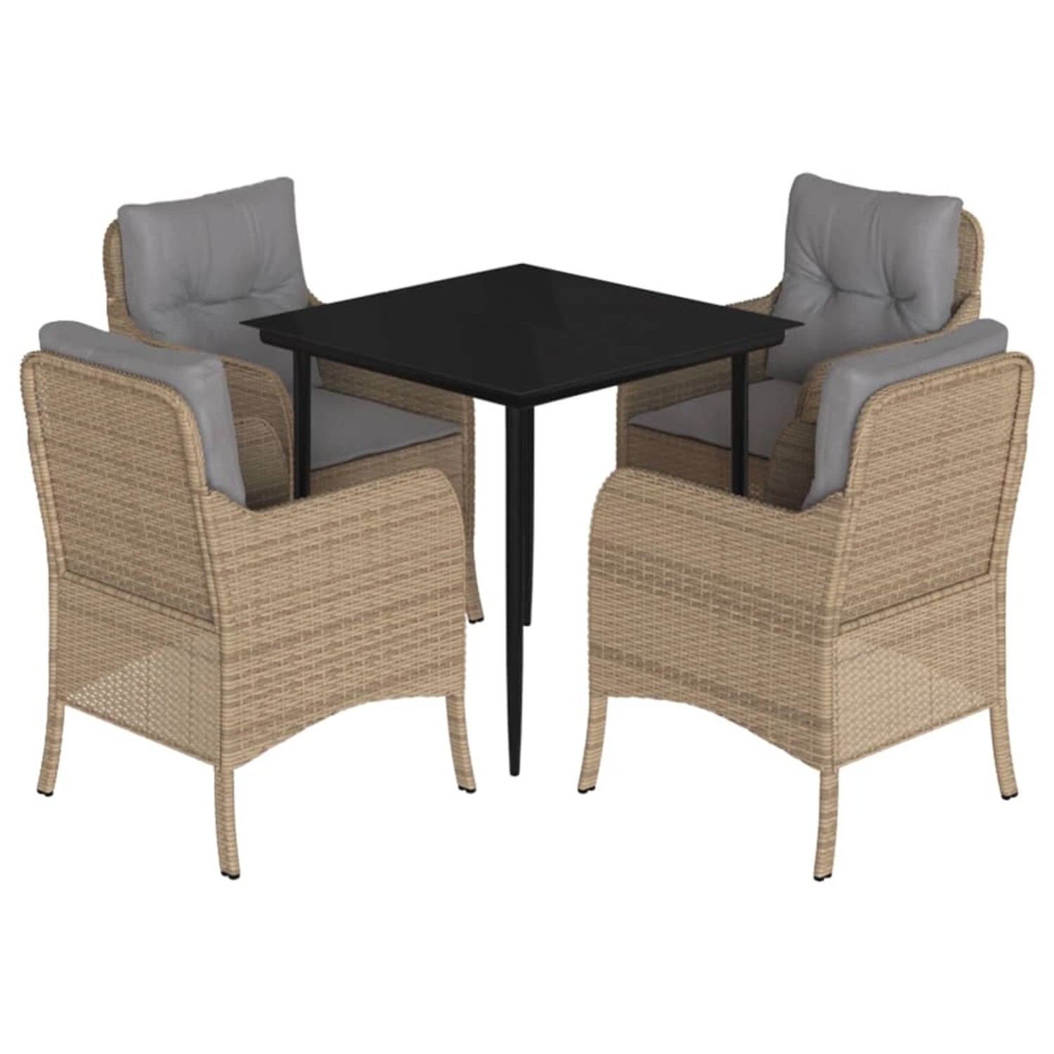 vidaXL 5-Tlg Garten-Essgruppe mit Kissen Beige Poly Rattan 3211977 günstig online kaufen