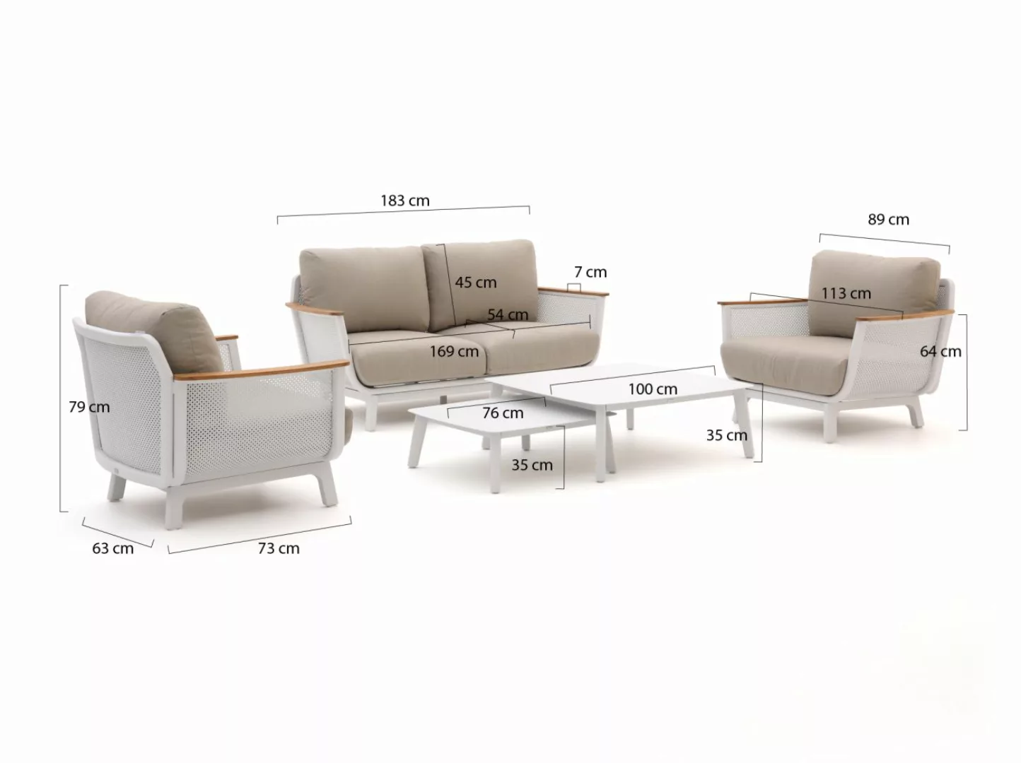 Bellagio Sorico Sessel-Sofa Lounge-Set 4-Sitzer 5-teilig günstig online kaufen