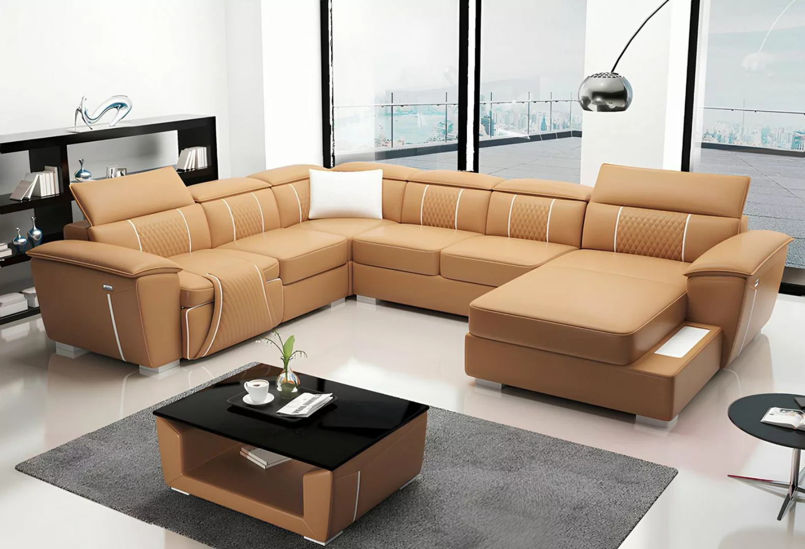 JVmoebel Ecksofa Ledersofa Design Couch Polster Sitz Wohnlandschaft Ecksofa günstig online kaufen