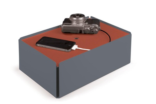 Kabelbox CHARGE-BOX fehgrau Leder kupfer günstig online kaufen