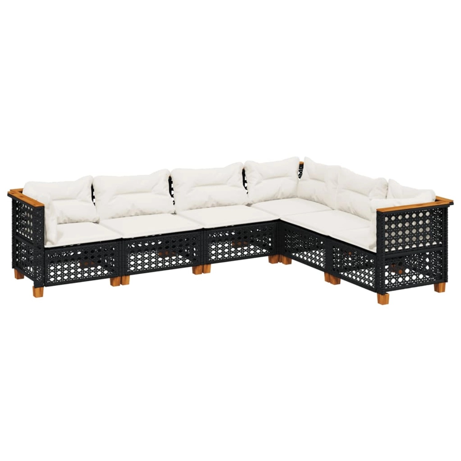 vidaXL 6-Tlg Garten-Sofagarnitur mit Kissen Schwarz Poly Rattan 3261860 günstig online kaufen