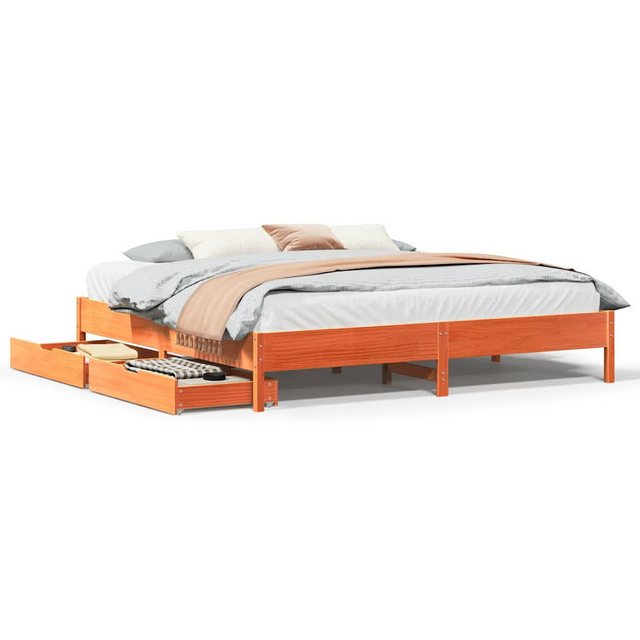 vidaXL Bett, Massivholzbett ohne Matratze Wachsbraun 200x200 Kiefernholz günstig online kaufen