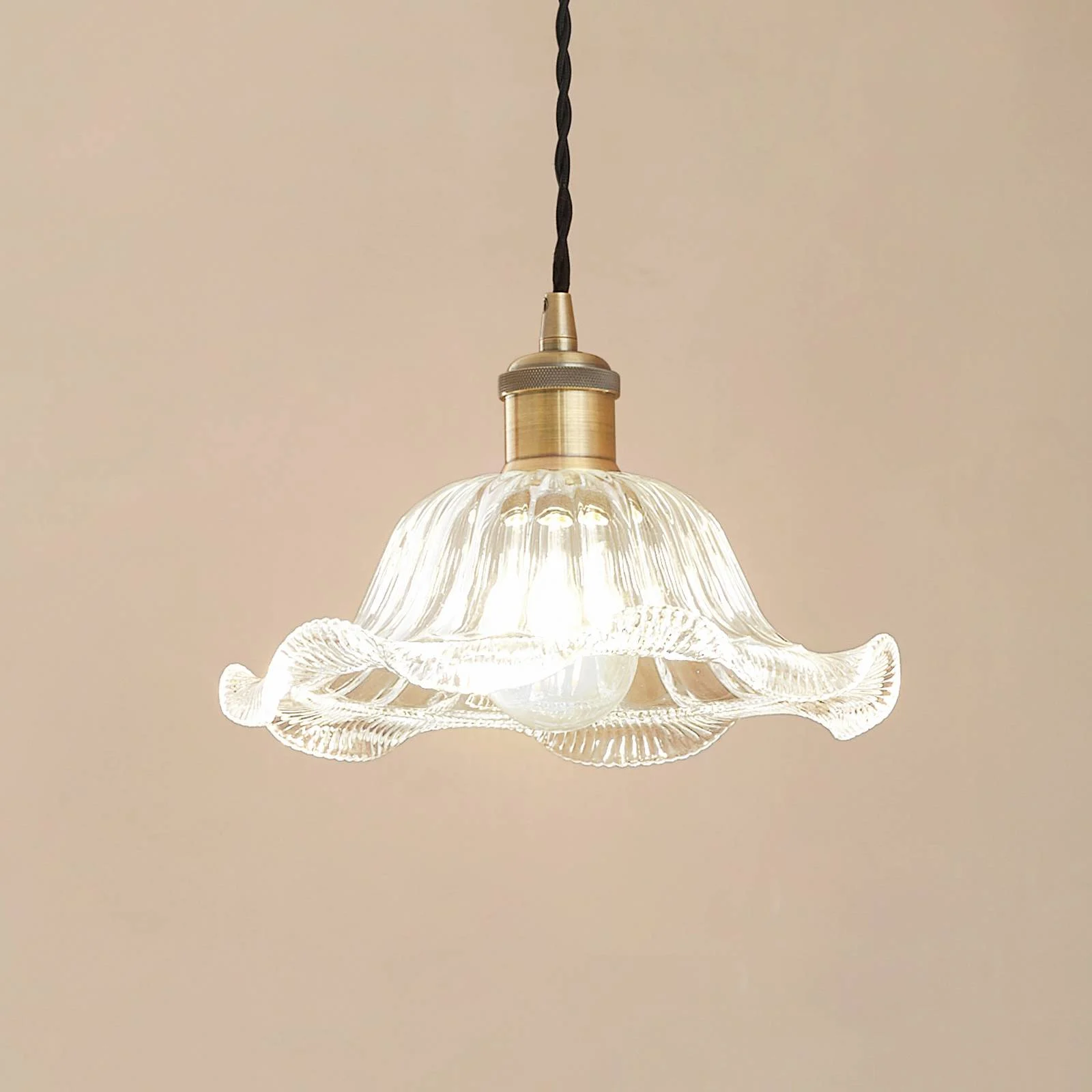 Lindby Pendelleuchte Ludowika, transparent, Glas, Ø25cm, E27 günstig online kaufen