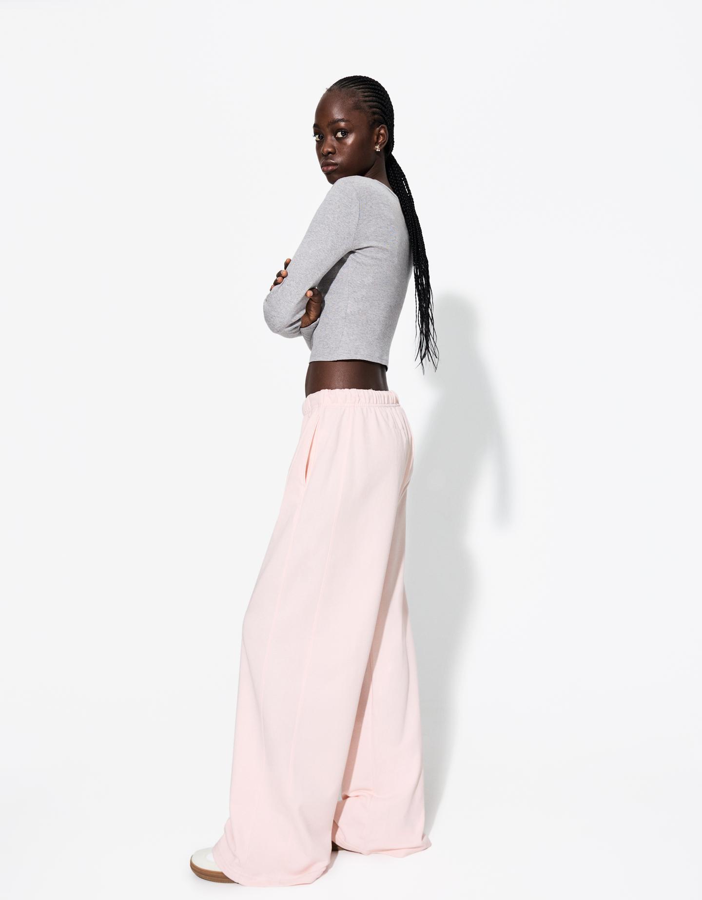 Bershka Plüschhose Mit Seitlichen Nähten Damen Xl Rosa günstig online kaufen