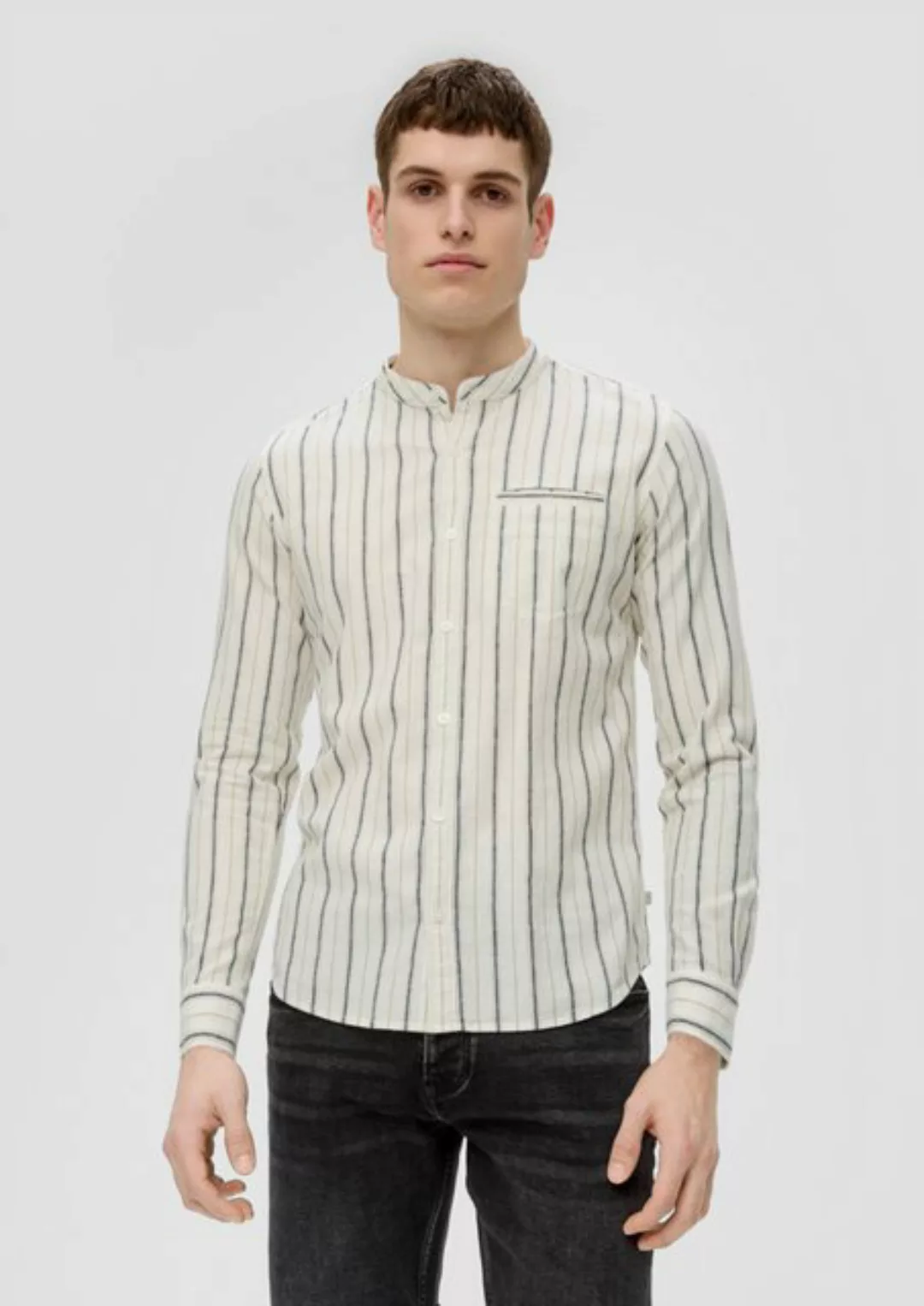 QS Langarmhemd Hemd aus Leinenmix günstig online kaufen