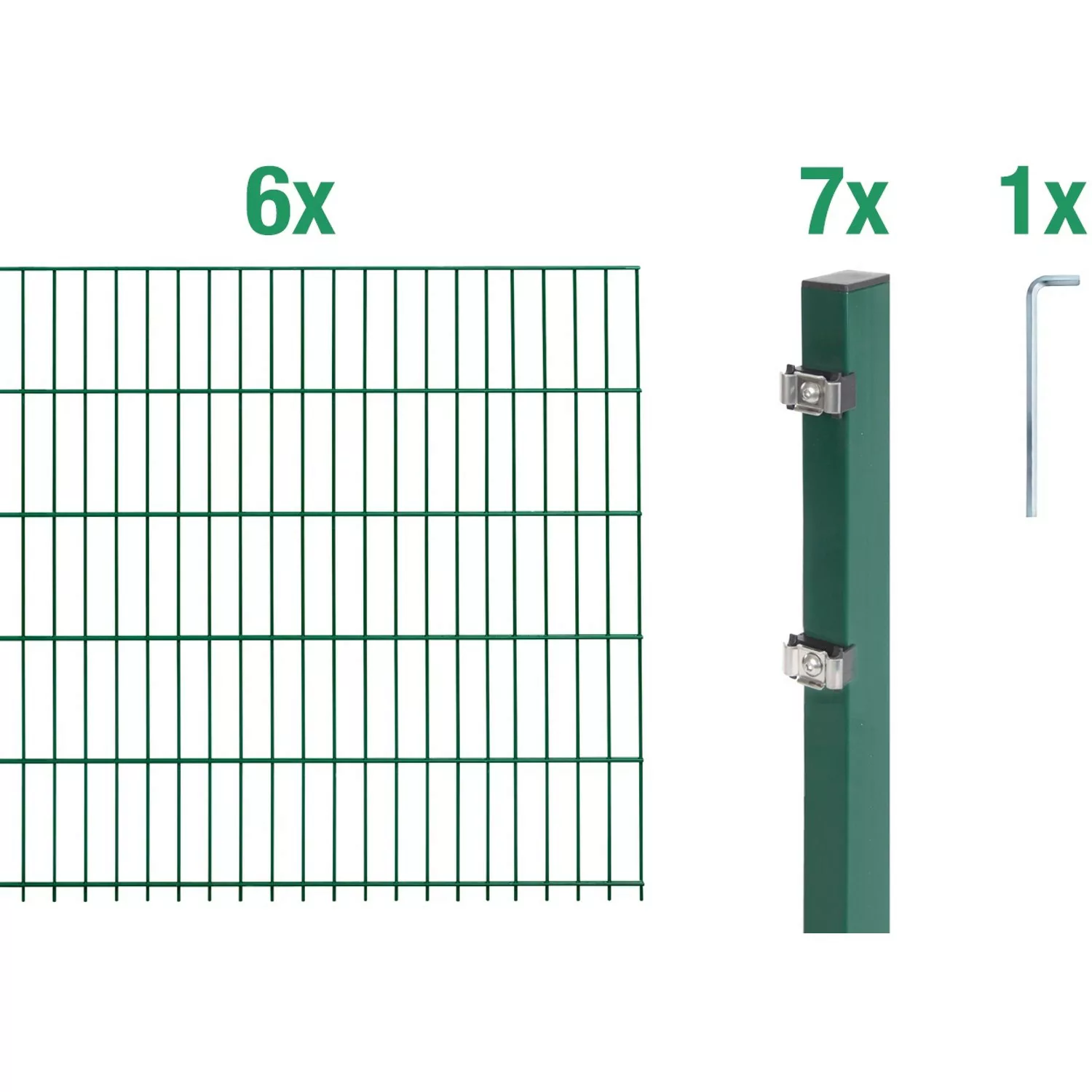 Metallzaun Grund-Set Doppelstabmatte verz. Grün beschichtet 6 x 2 m x 1,4 m günstig online kaufen
