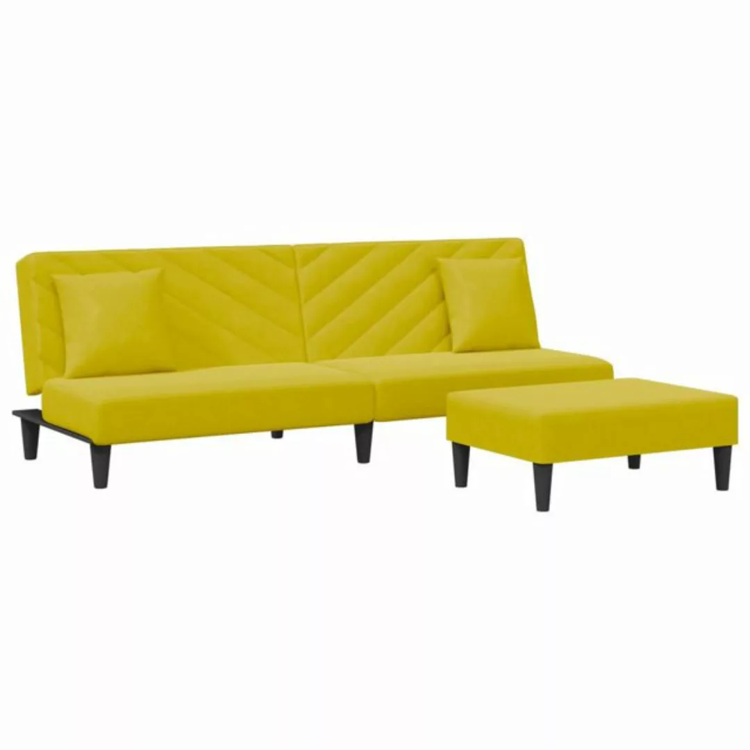 vidaXL Sofa 2-tlg. Sofagarnitur mit Kissen Gelb Samt günstig online kaufen